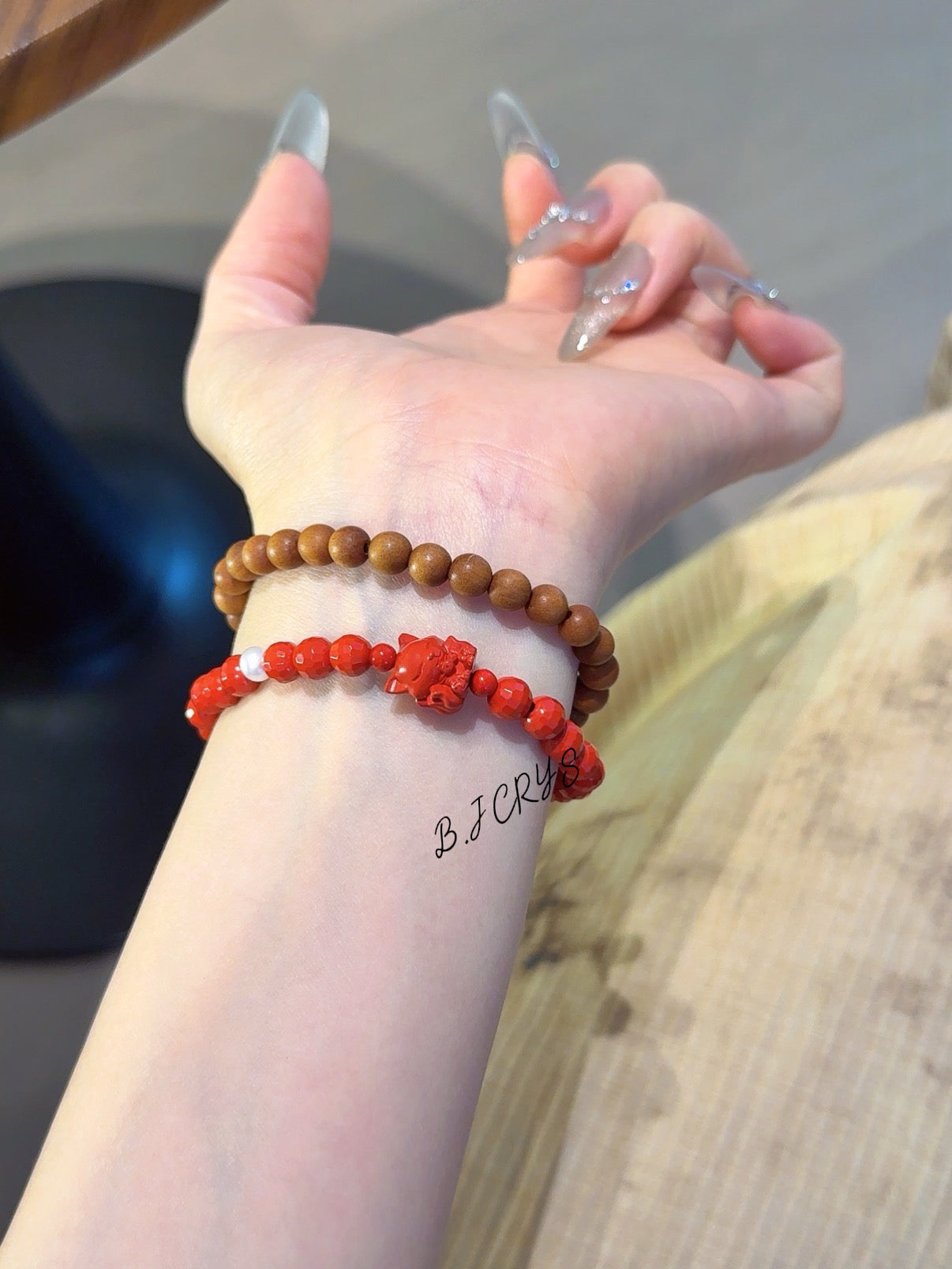 Cinnabar & Old Sandalwood Multi-loop Bracelet
