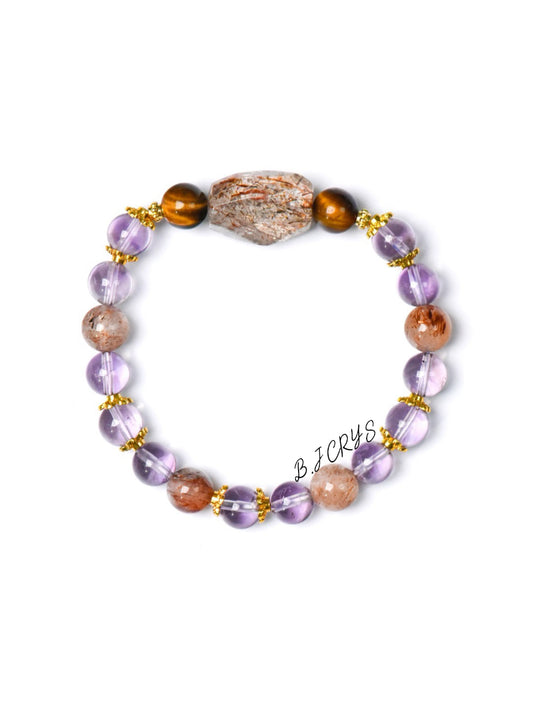 Amethyst & Super Seven Freeform Bracelet