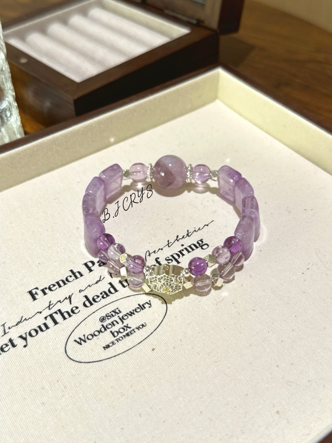Purple Rutilated Quartz & Amethyst Bangle