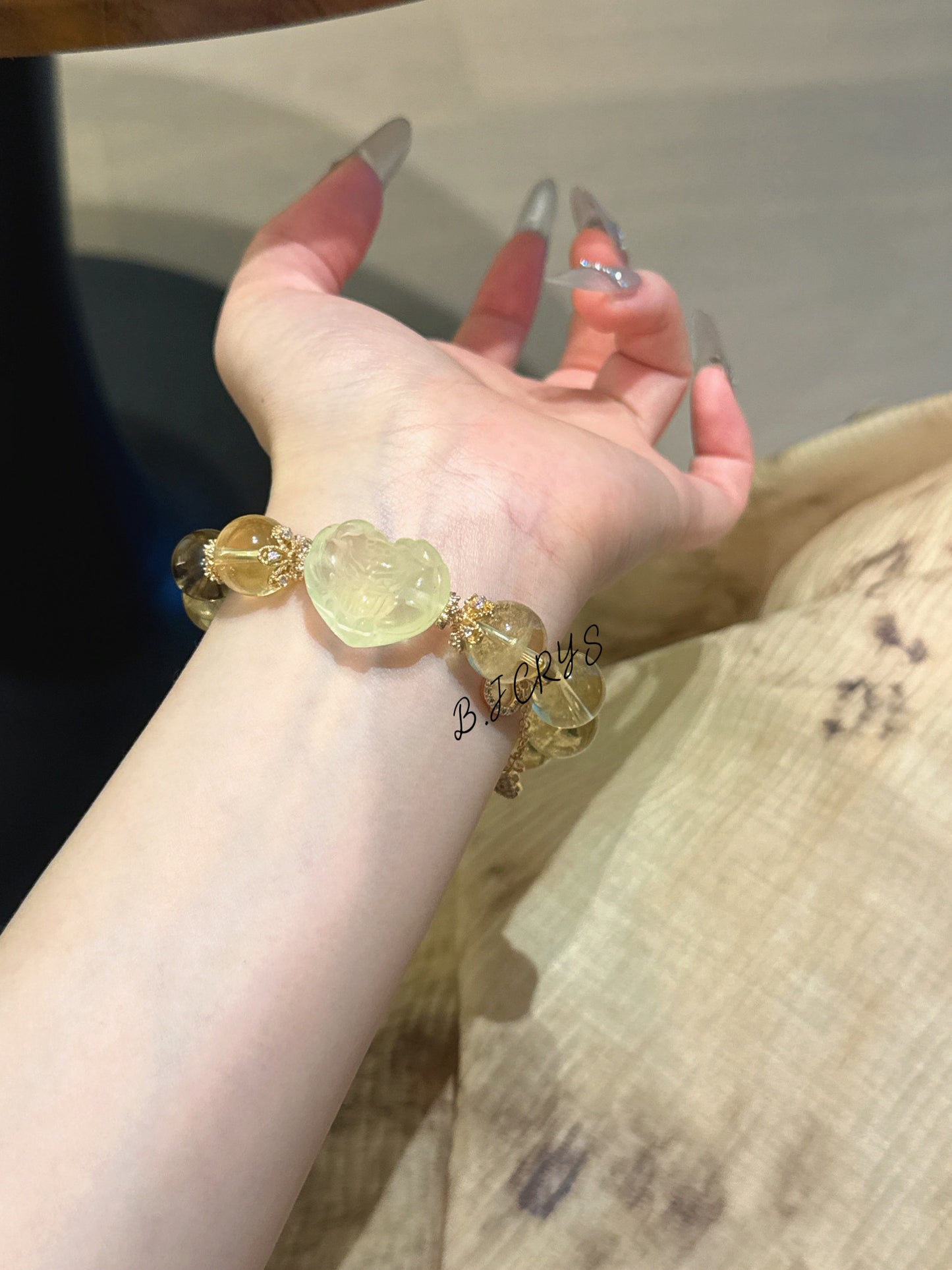 Citrine & Smoky Quartz Heart Fox Bracelet