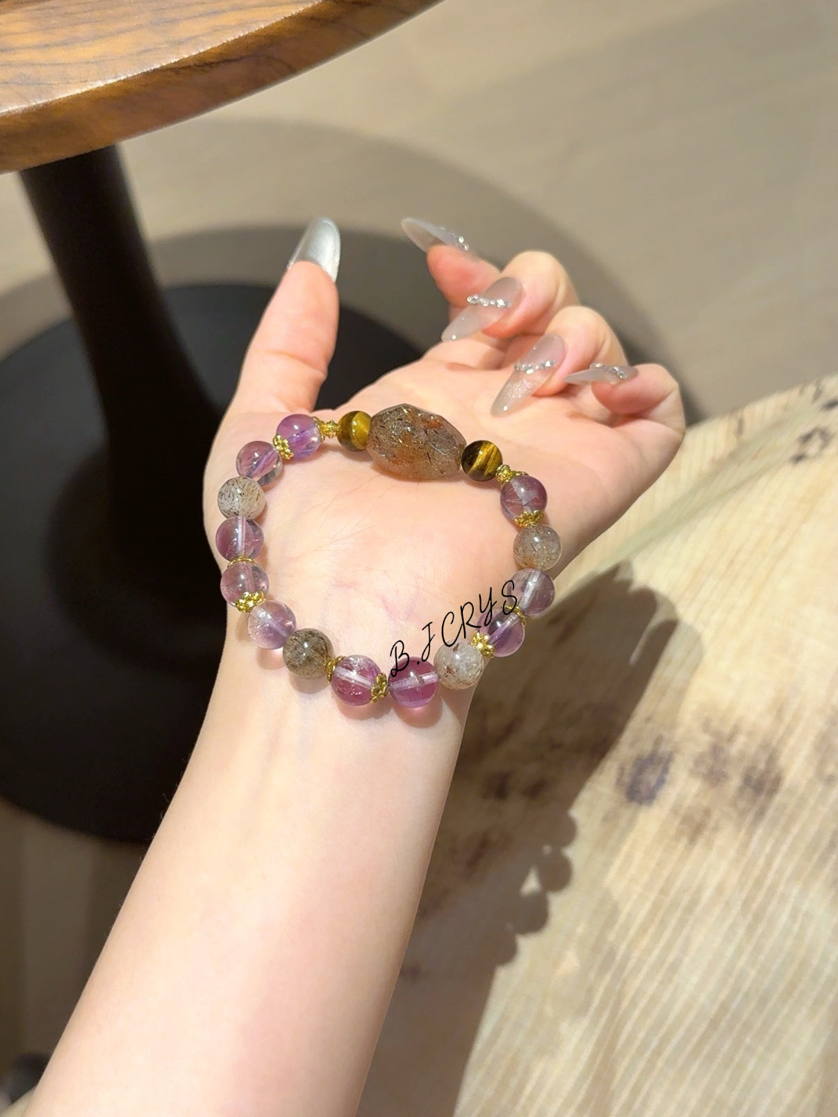 Amethyst & Super Seven Freeform Bracelet