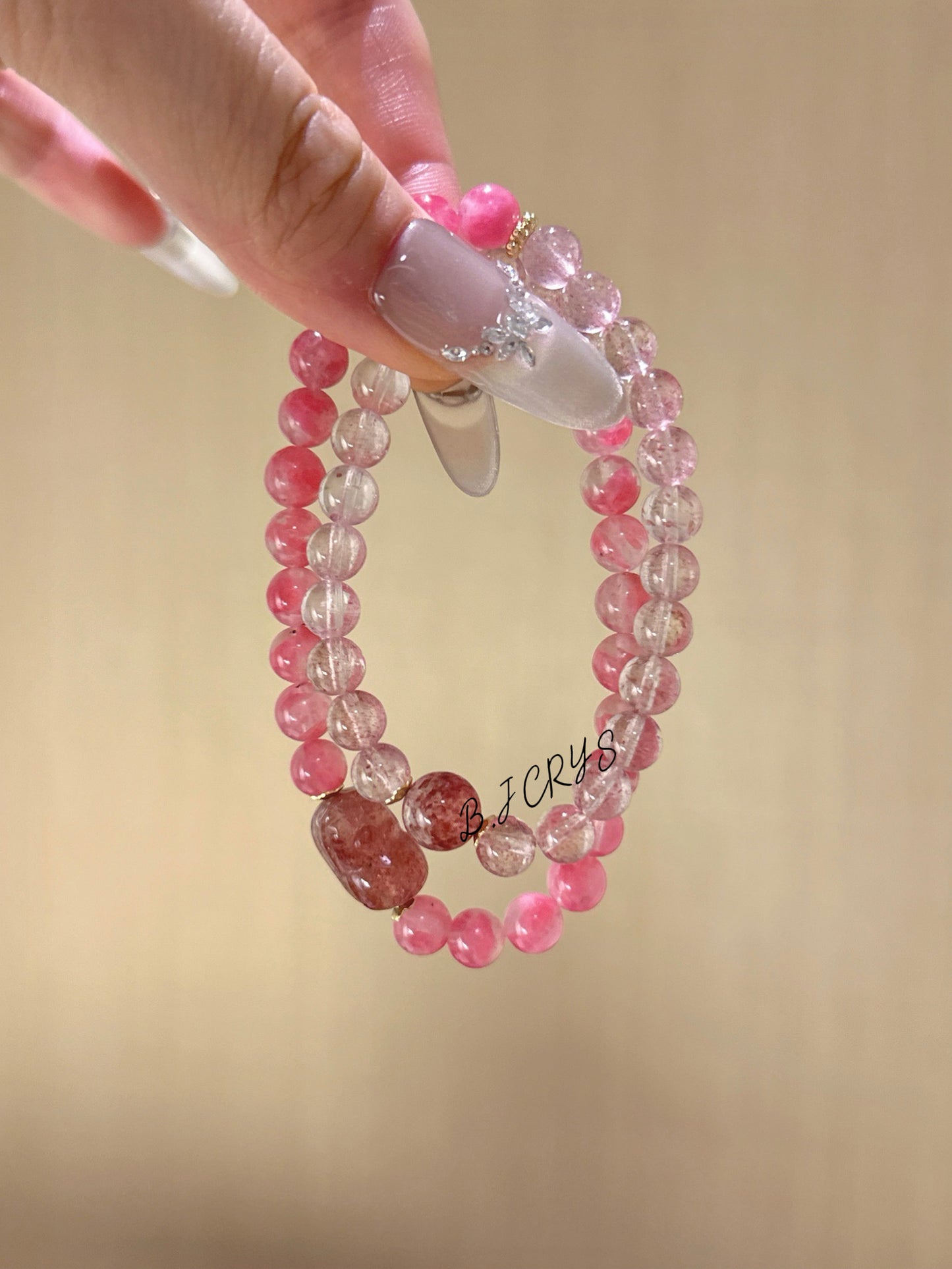 Rhodochrosite & Strawberry Quartz Bracelet
