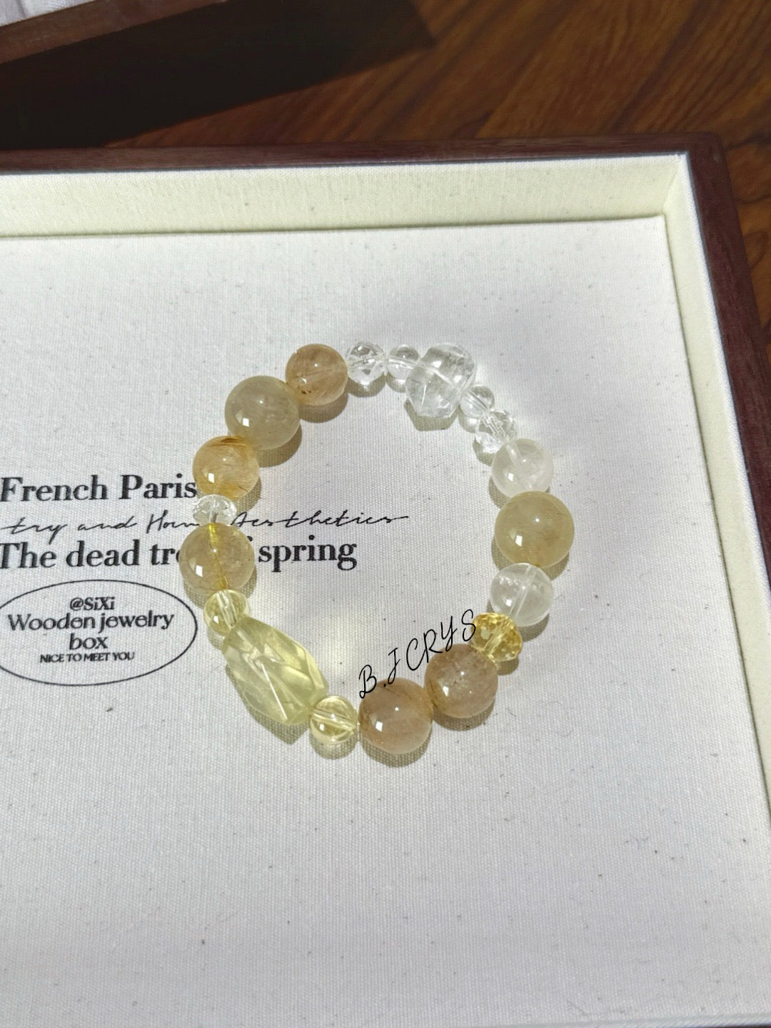 Golden Rutilated Quartz & White Phantom Citrine Bracelet