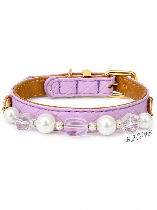 Clear Quartz & Pearl Energy Healing Pet Collar