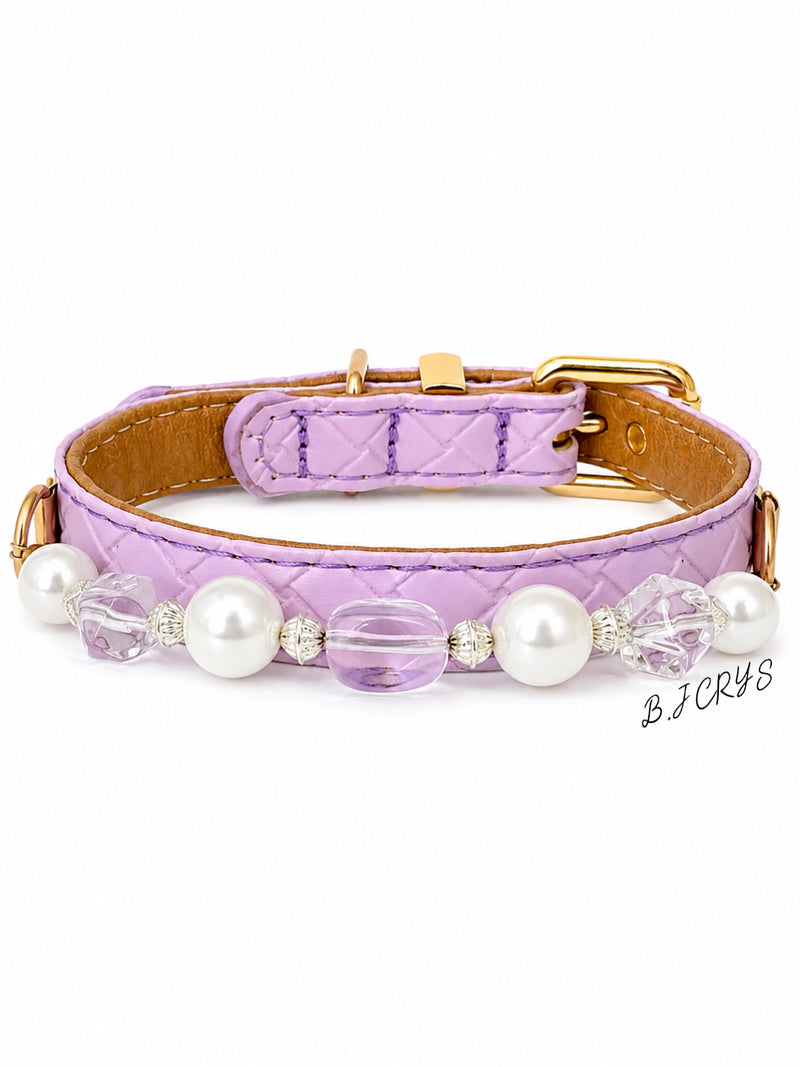 Clear Quartz & Pearl Energy Healing Pet Collar