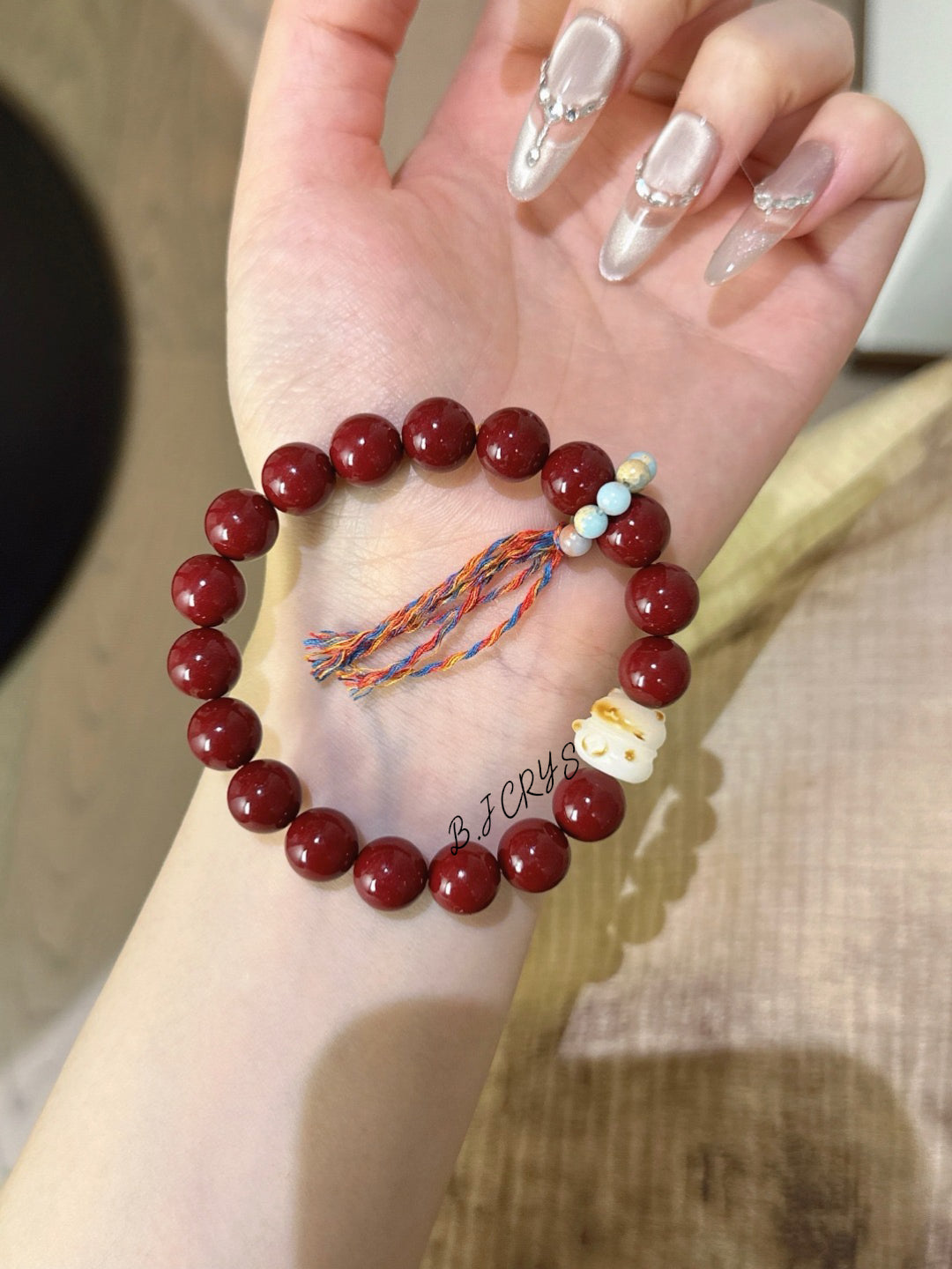 Cinnabar Lucky Cat Bracelet