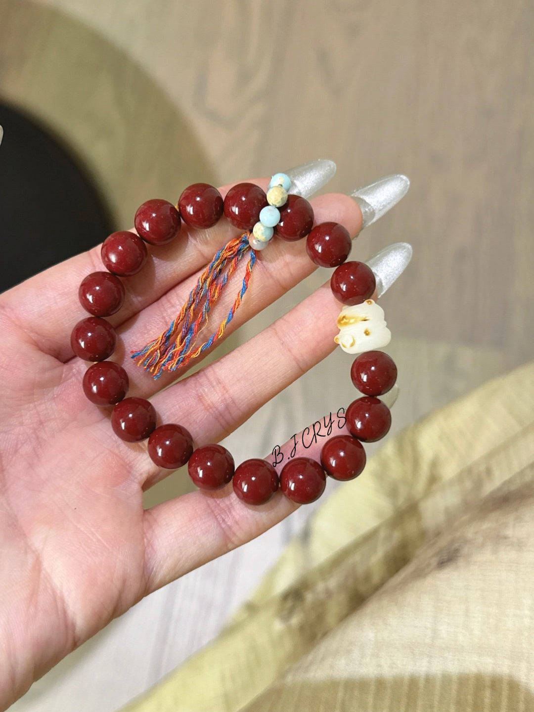 Cinnabar Lucky Cat Bracelet