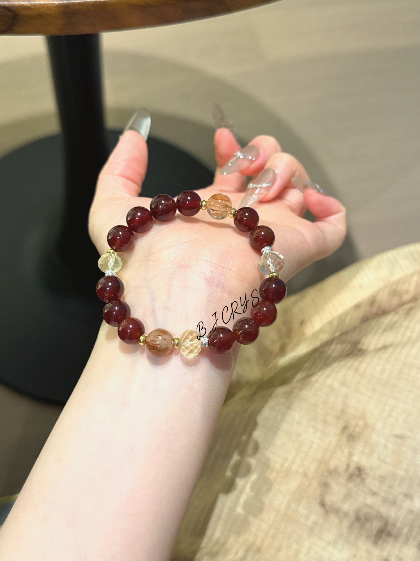 Garnet & Black Gold Super Seven Bracelet