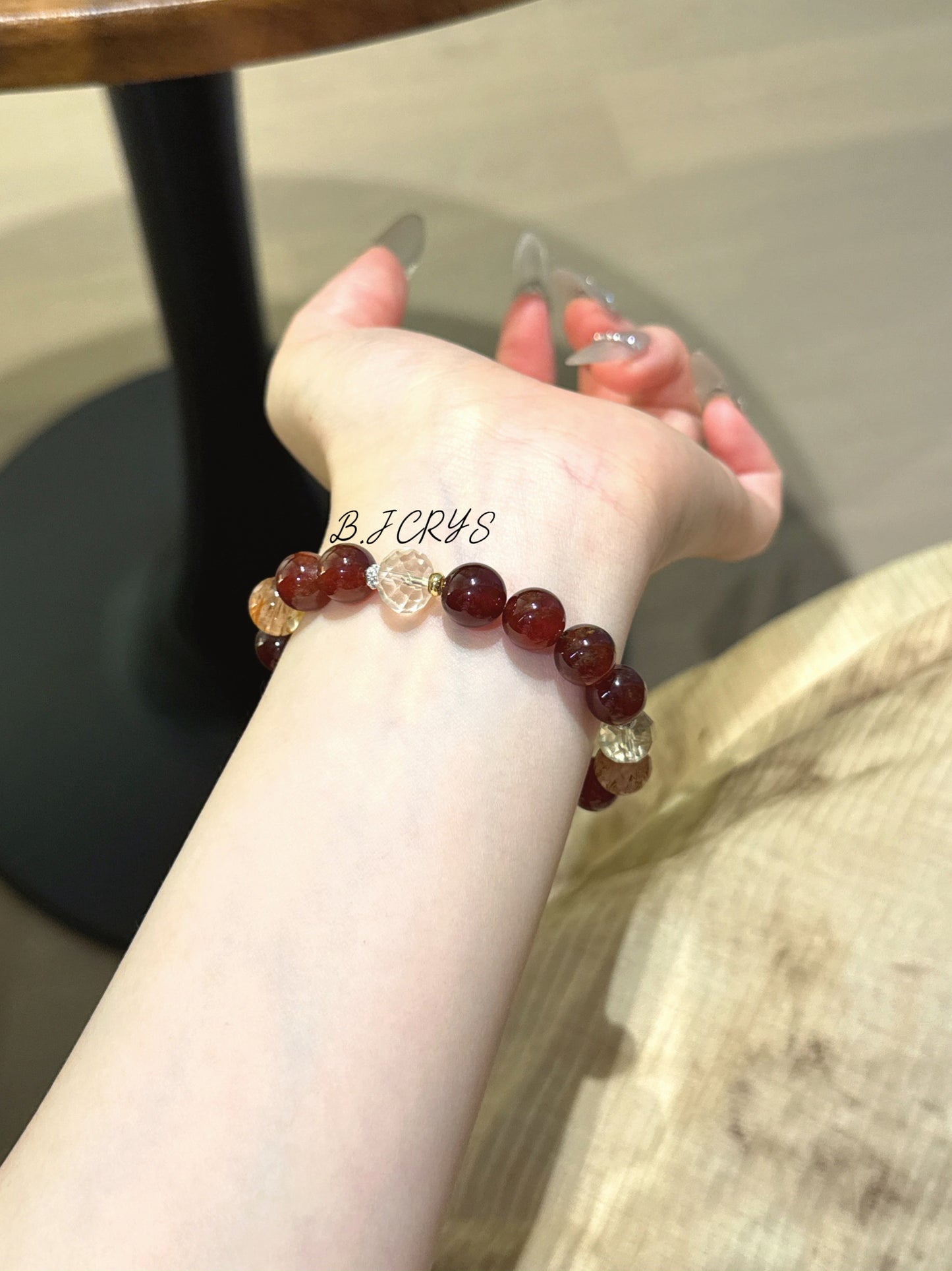Garnet & Black Gold Super Seven Bracelet