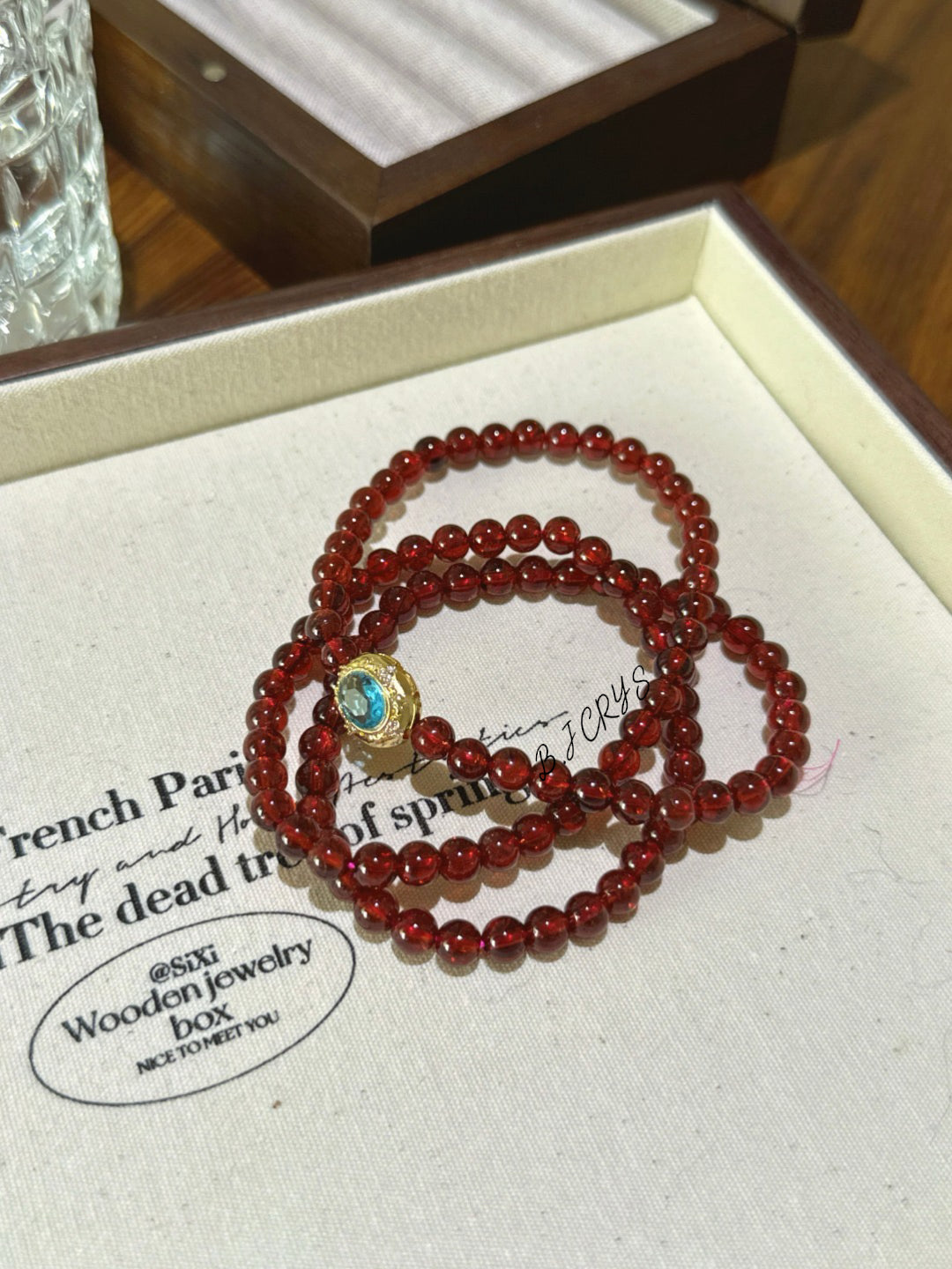 Garnet “Blue Magic Box” Multi-Layer Bracelet