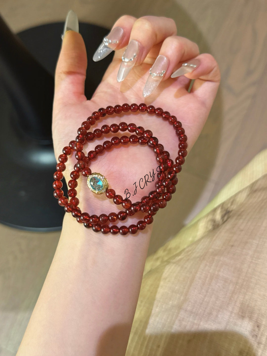 Garnet “Blue Magic Box” Multi-Layer Bracelet