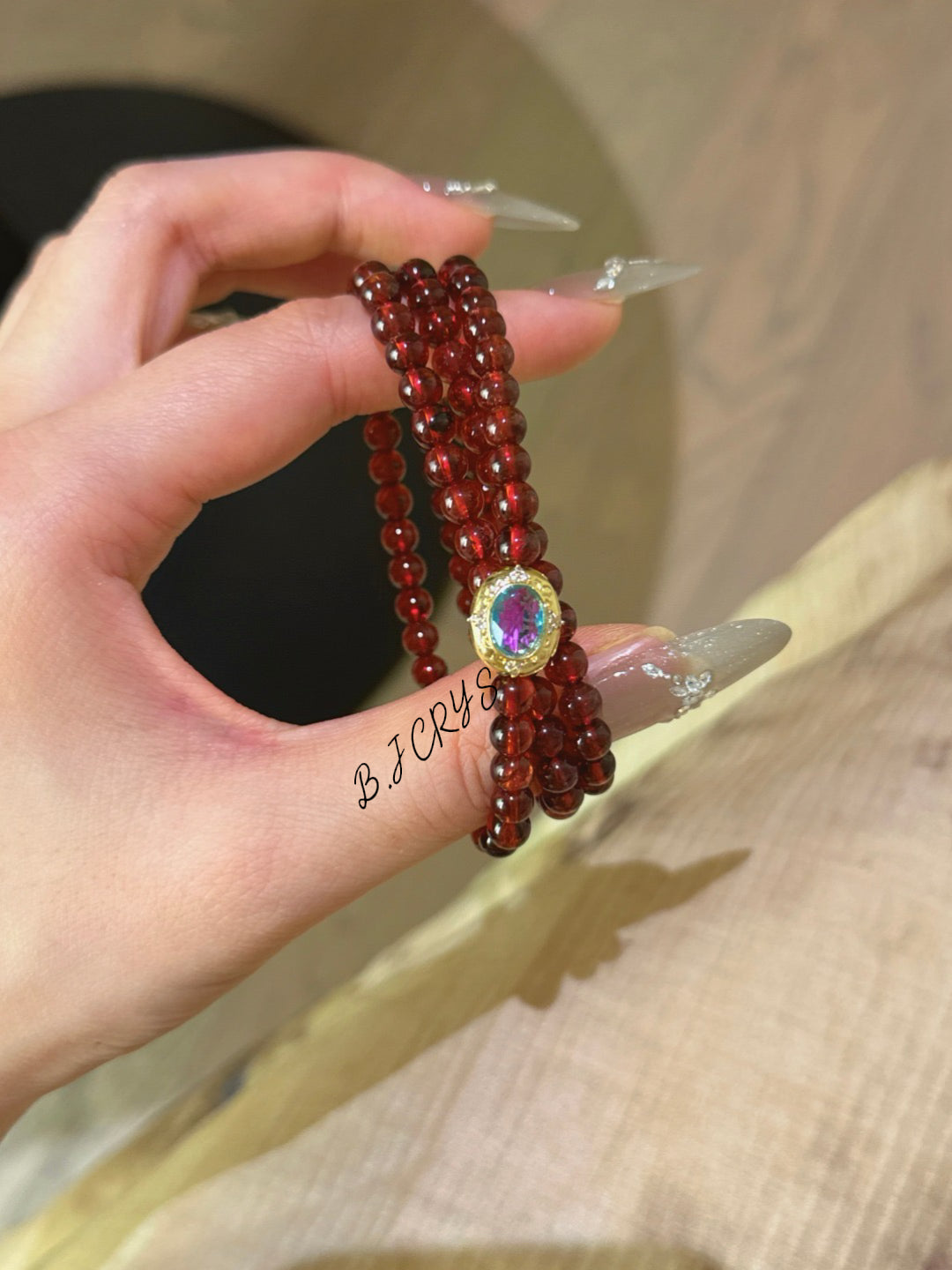 Garnet “Blue Magic Box” Multi-Layer Bracelet