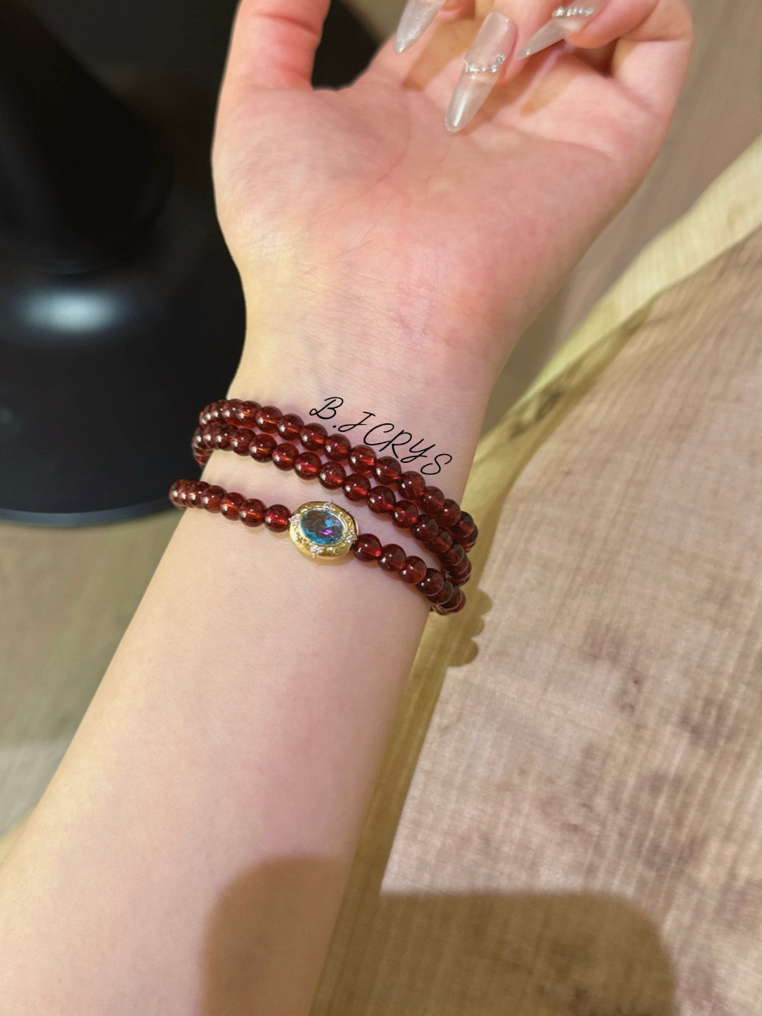 Garnet “Blue Magic Box” Multi-Layer Bracelet