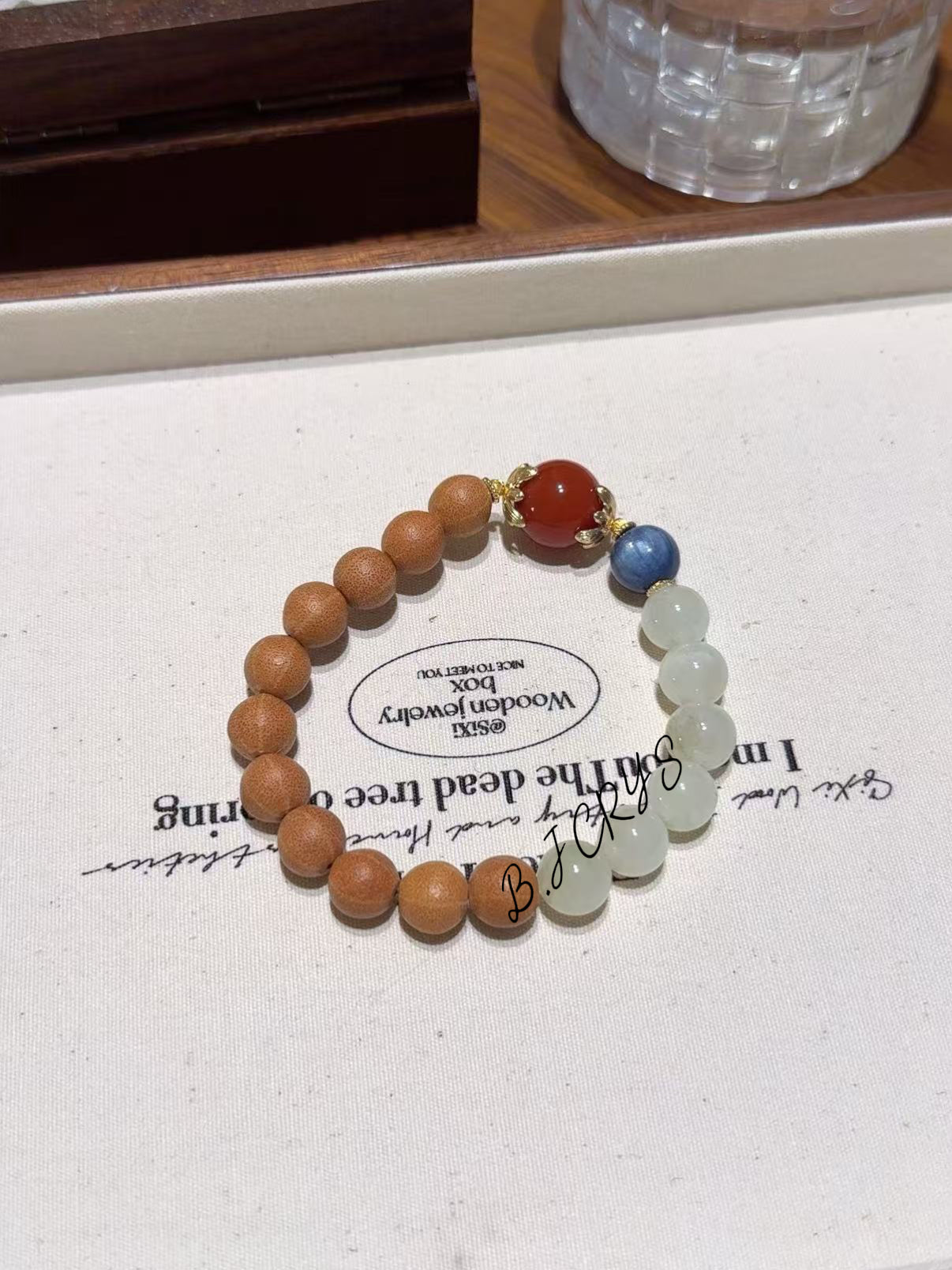 Five-Line Bodhi & Green Garnet Bracelet