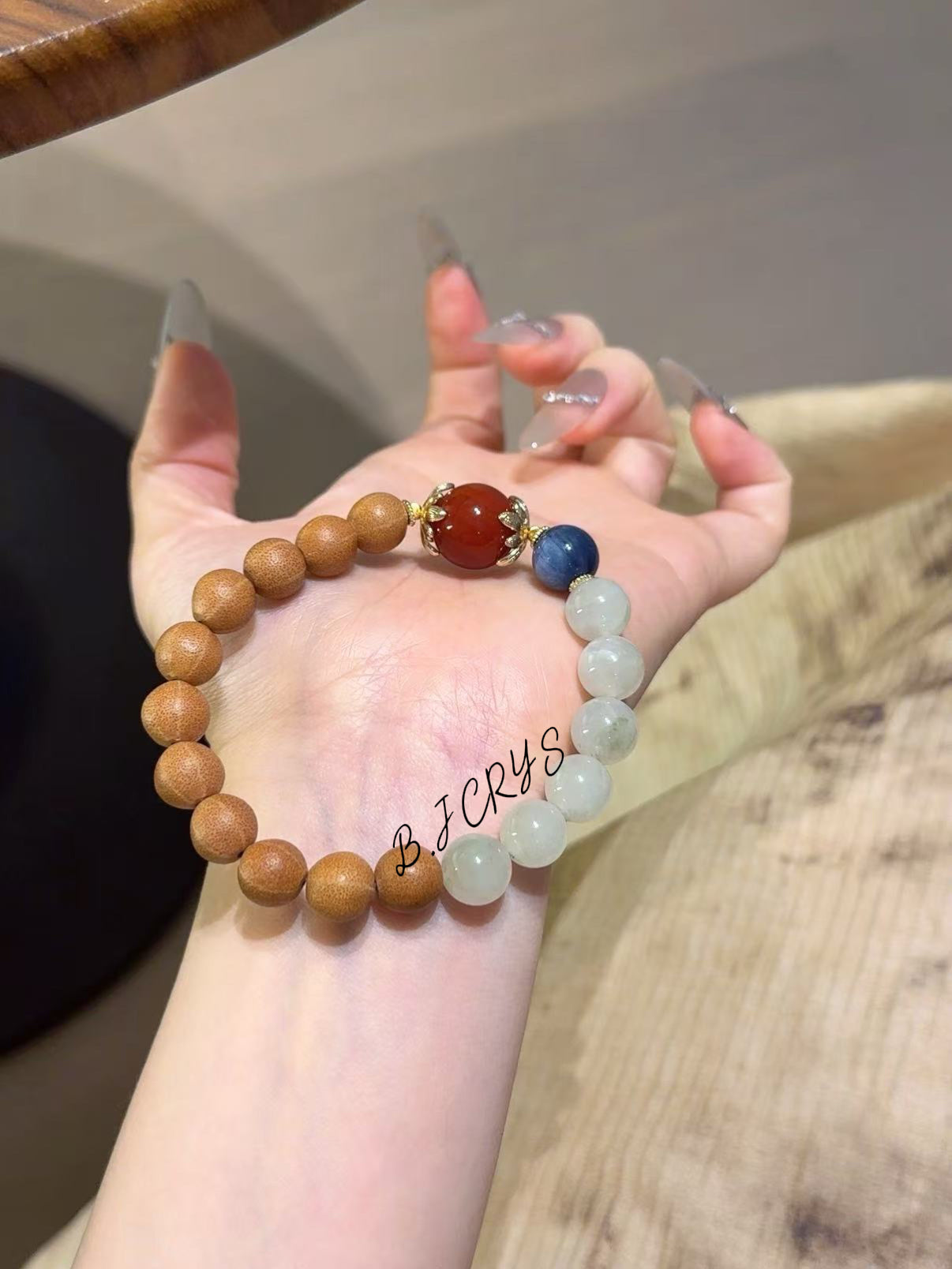 Five-Line Bodhi & Green Garnet Bracelet