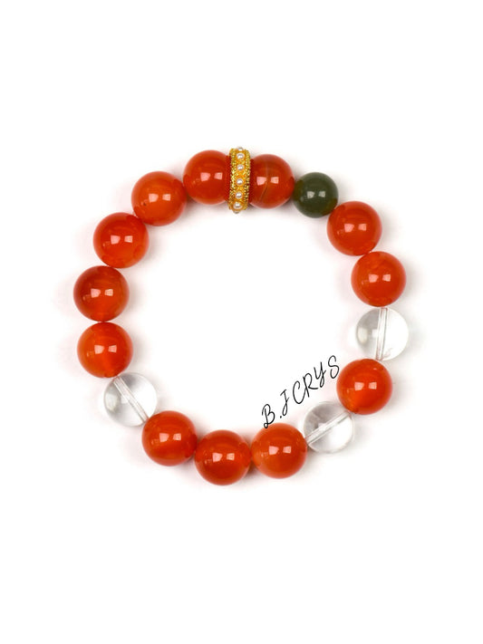 Red Agate Jasper Clear Quartz Bracelet