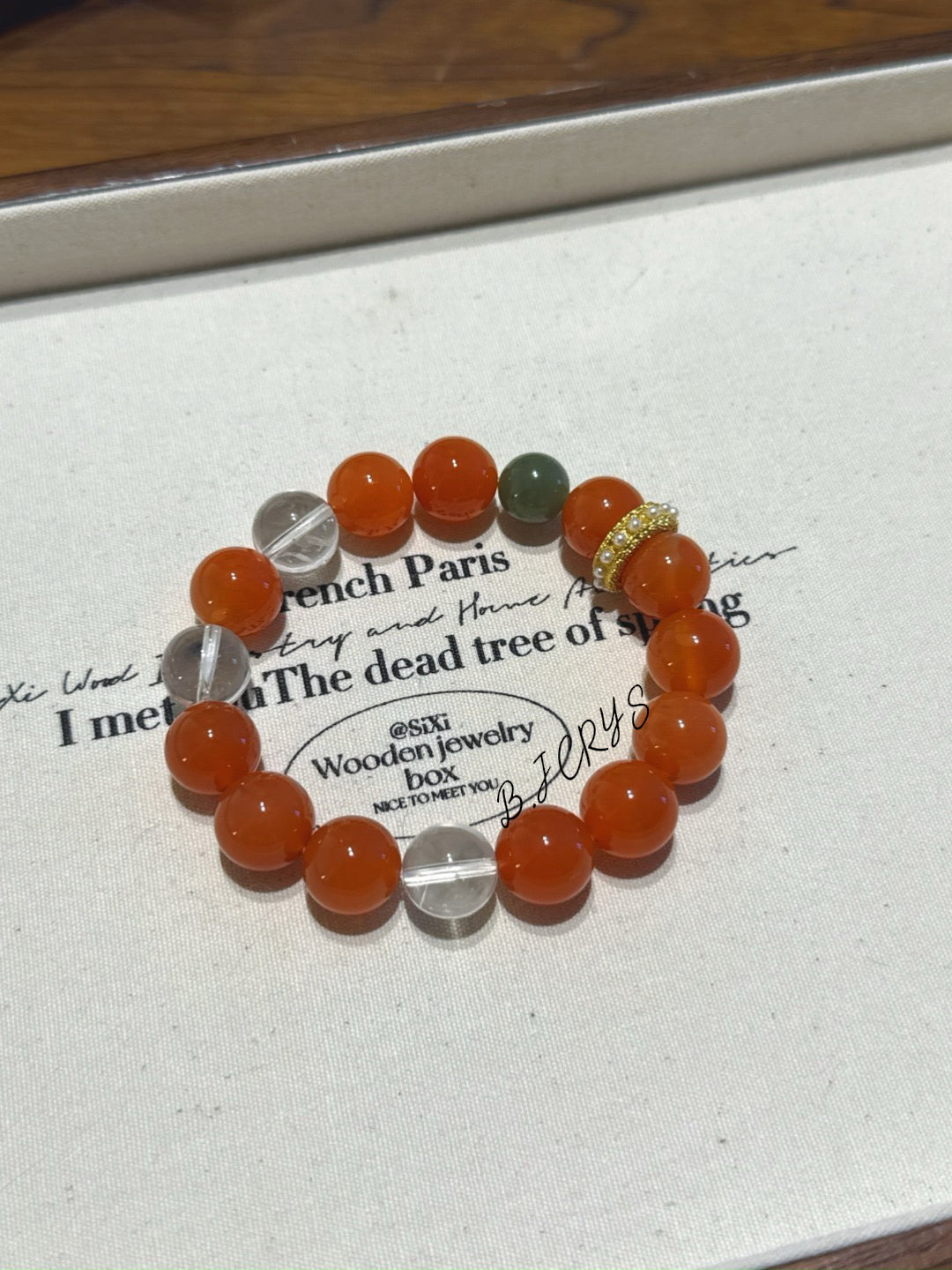 Red Agate Jasper Clear Quartz Bracelet