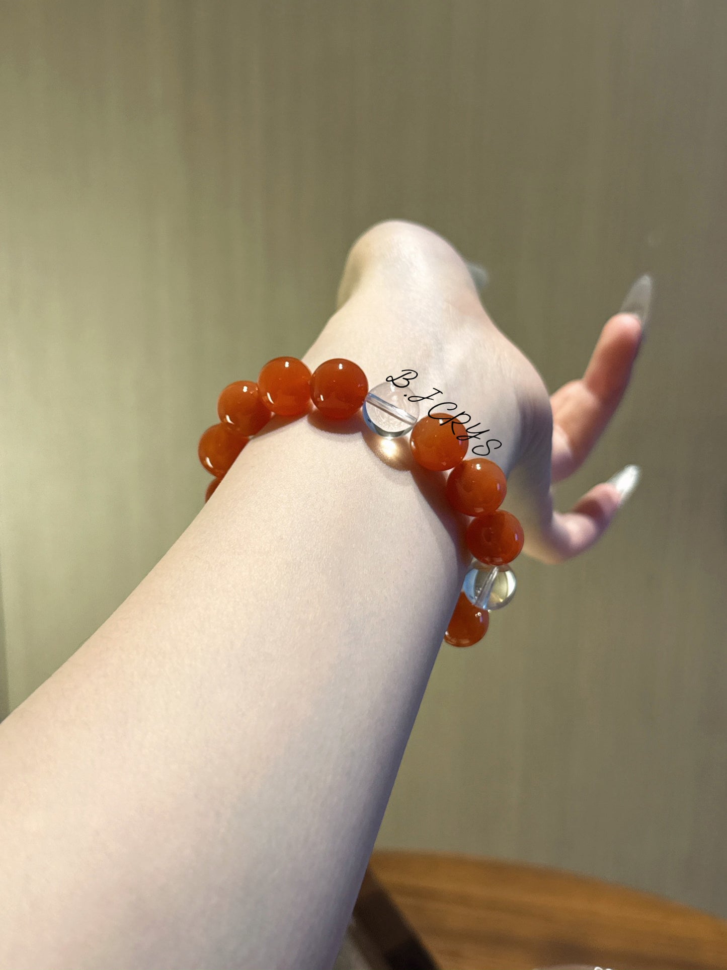 Red Agate Jasper Clear Quartz Bracelet