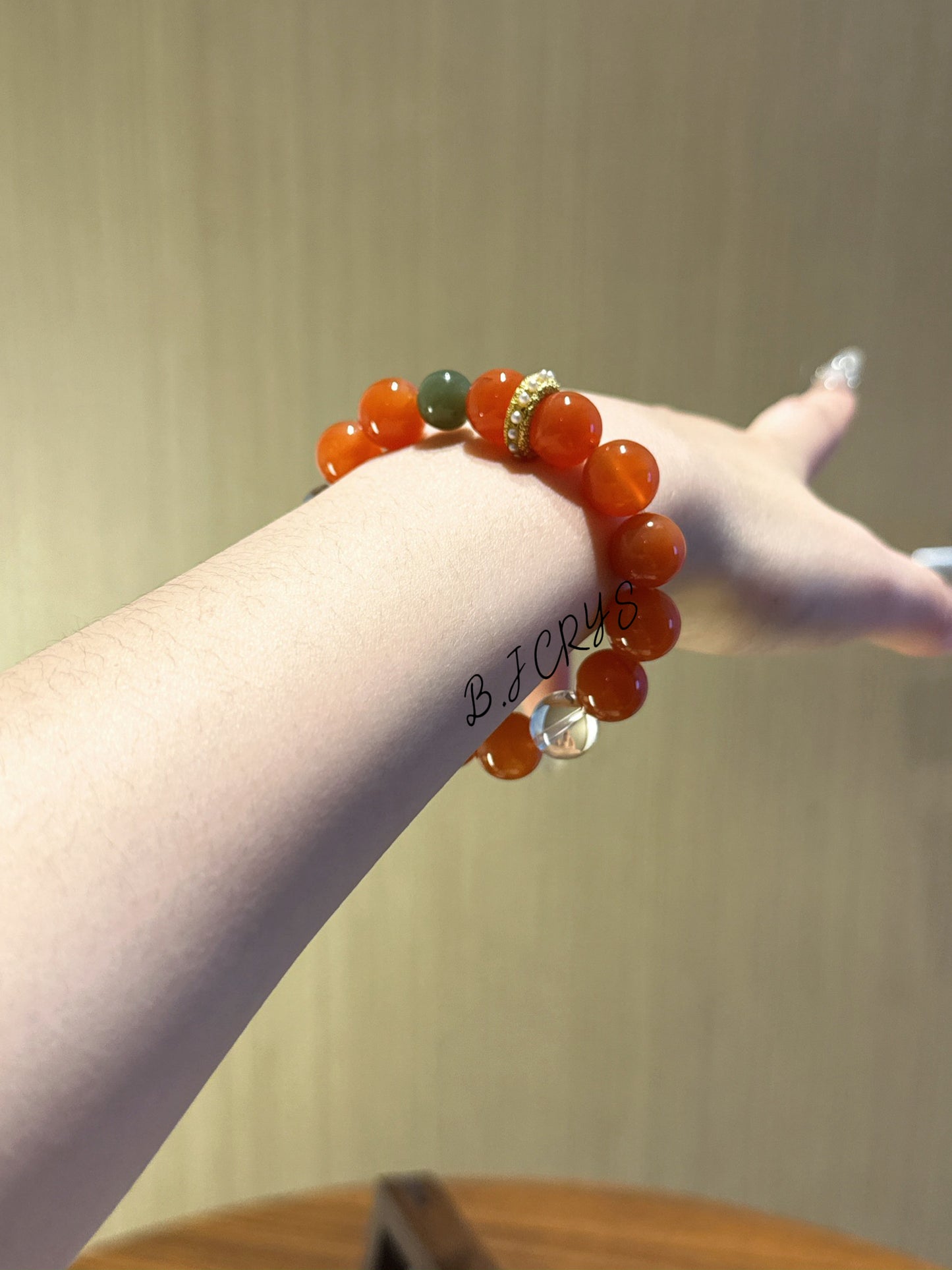 Red Agate Jasper Clear Quartz Bracelet