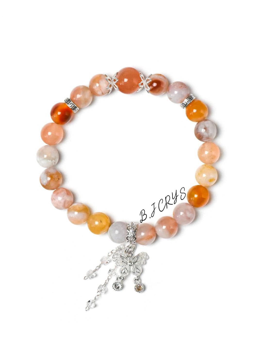 Cherry Blossom Agate & Sunstone Bracelet