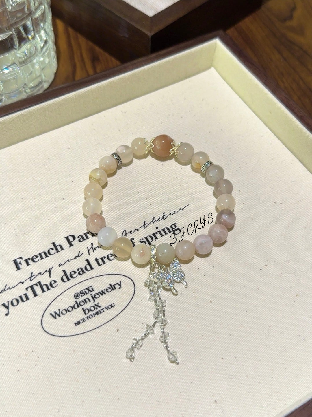 Cherry Blossom Agate & Sunstone Bracelet
