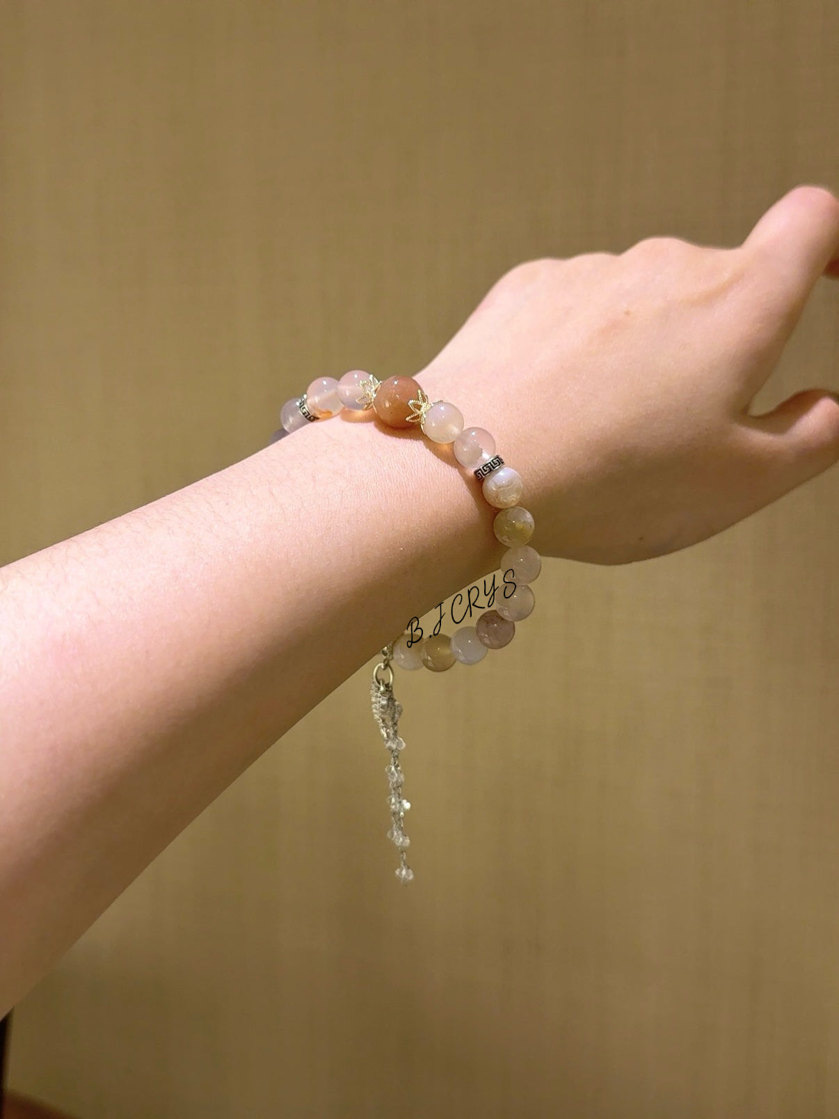 Cherry Blossom Agate & Sunstone Bracelet