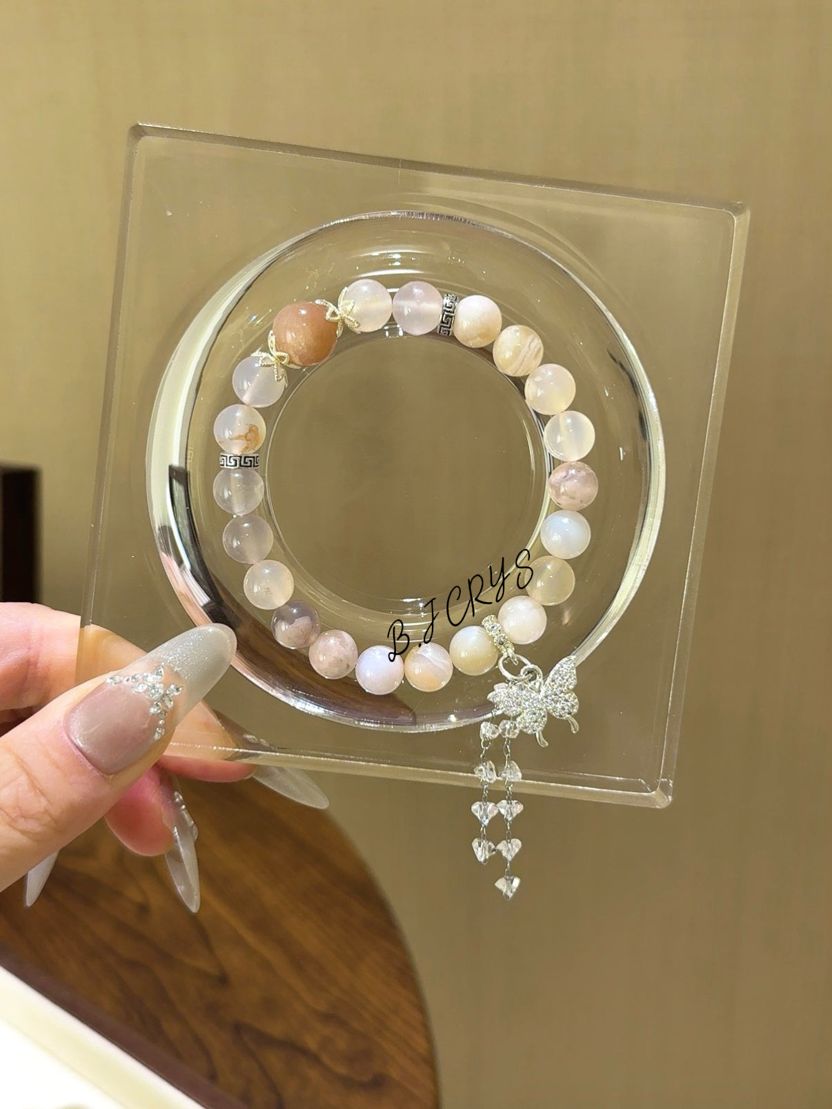 Cherry Blossom Agate & Sunstone Bracelet