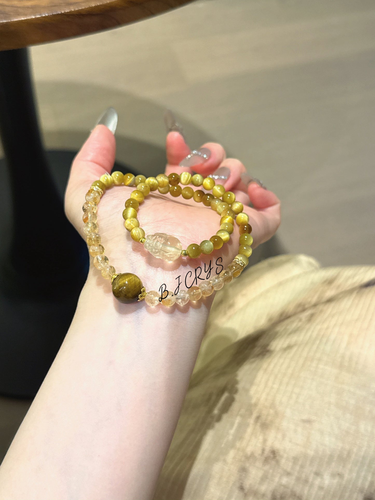 Tiger Eye & Yellow Phantom Quartz Bracelet