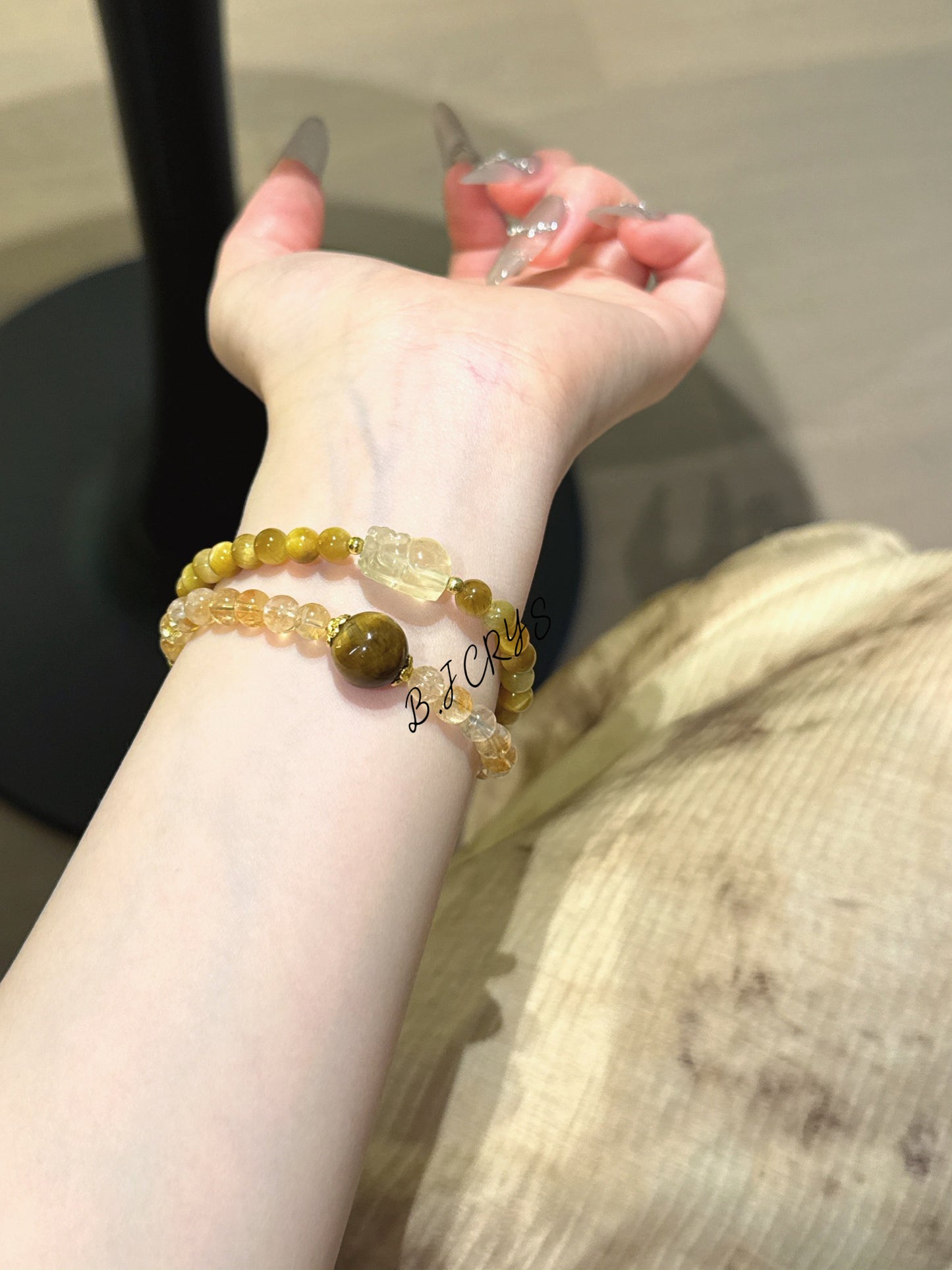 Tiger Eye & Yellow Phantom Quartz Bracelet