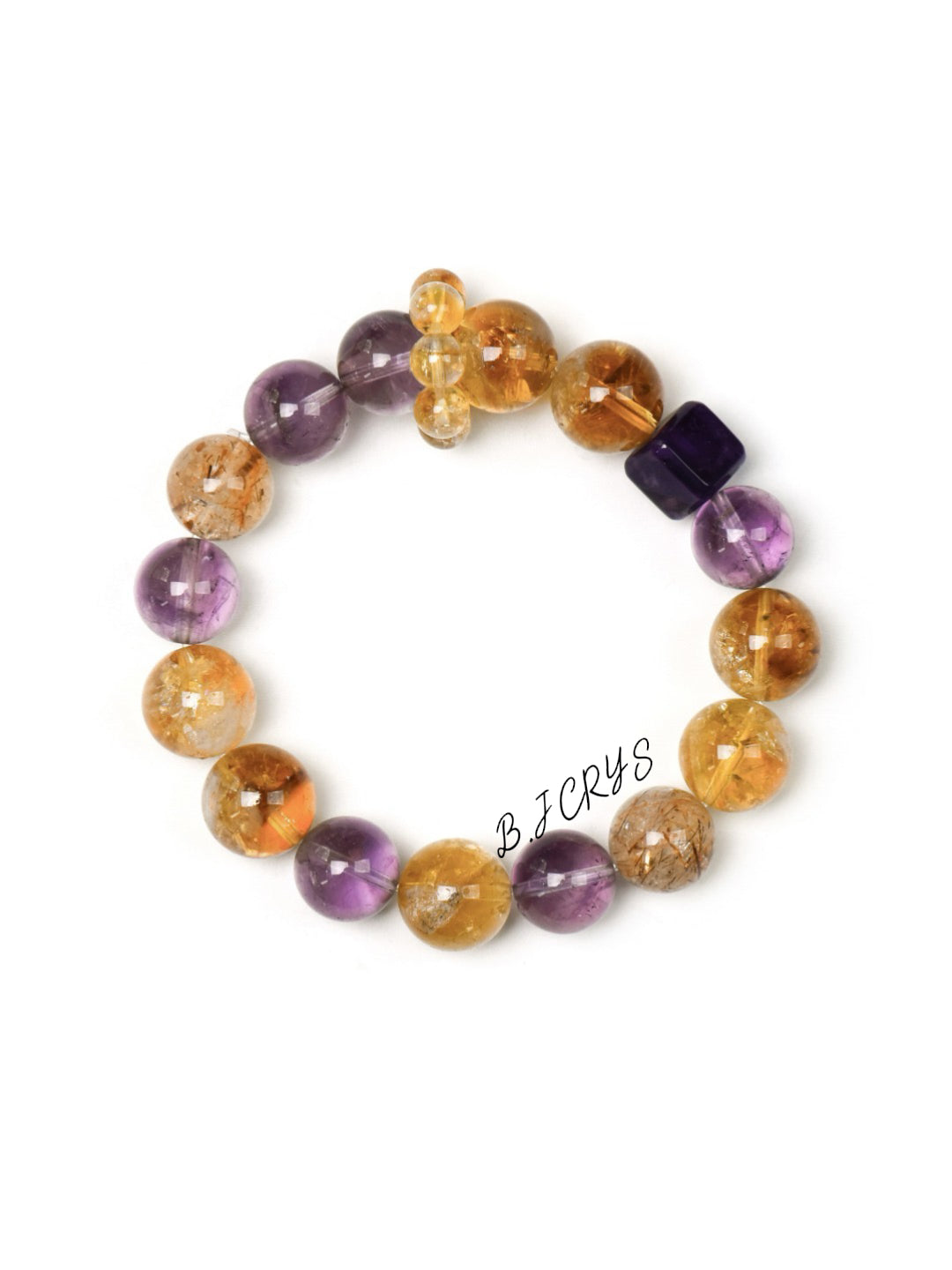 Yellow Phantom Quartz & Amethyst Bracelet