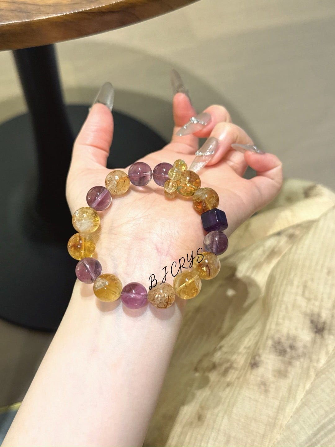 Yellow Phantom Quartz & Amethyst Bracelet