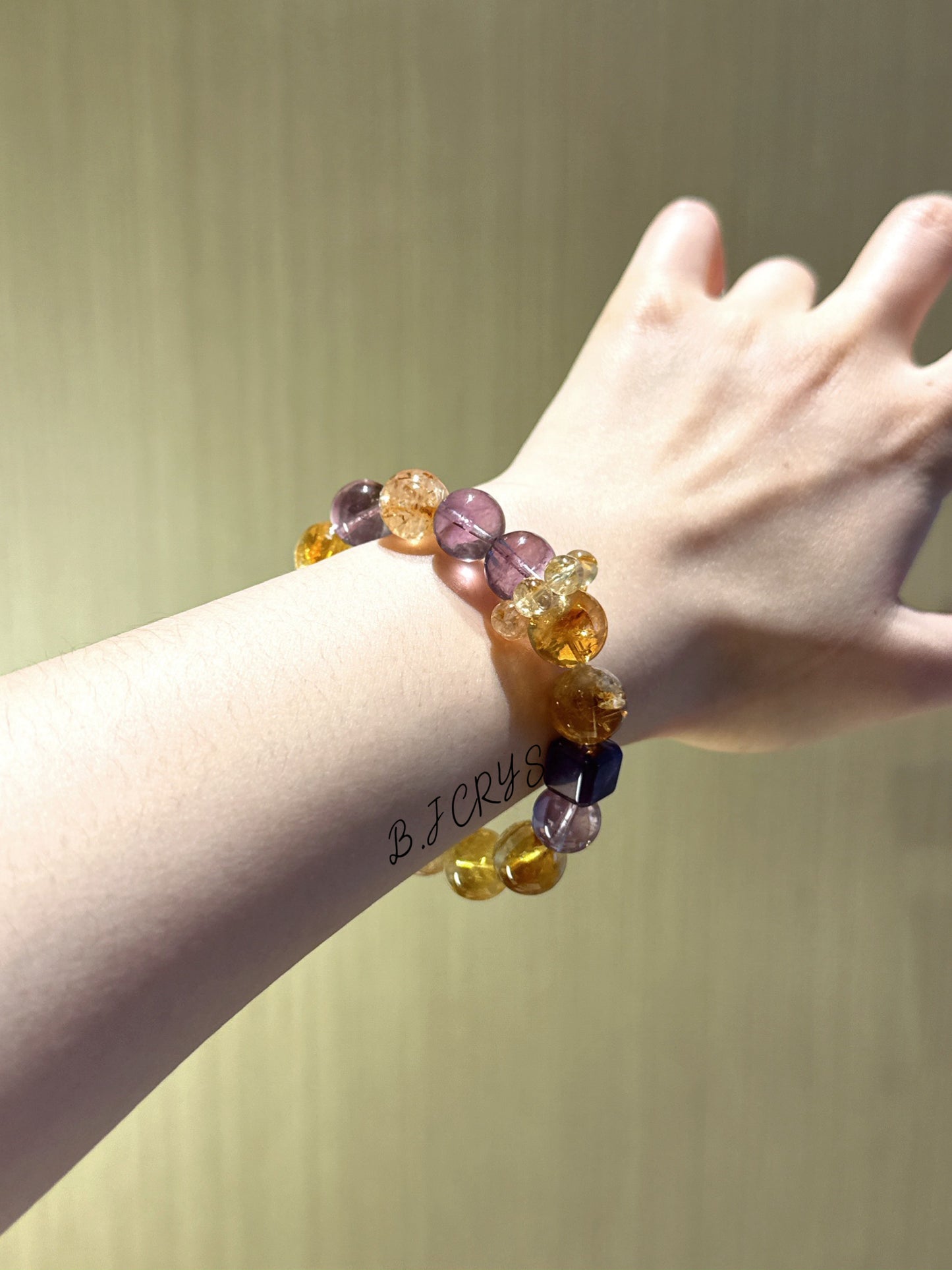 Yellow Phantom Quartz & Amethyst Bracelet