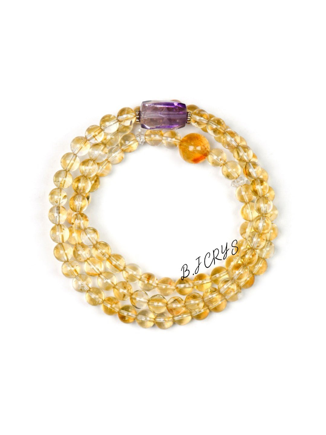 Yellow Phantom Quartz & Faceted Amethyst Bracelet