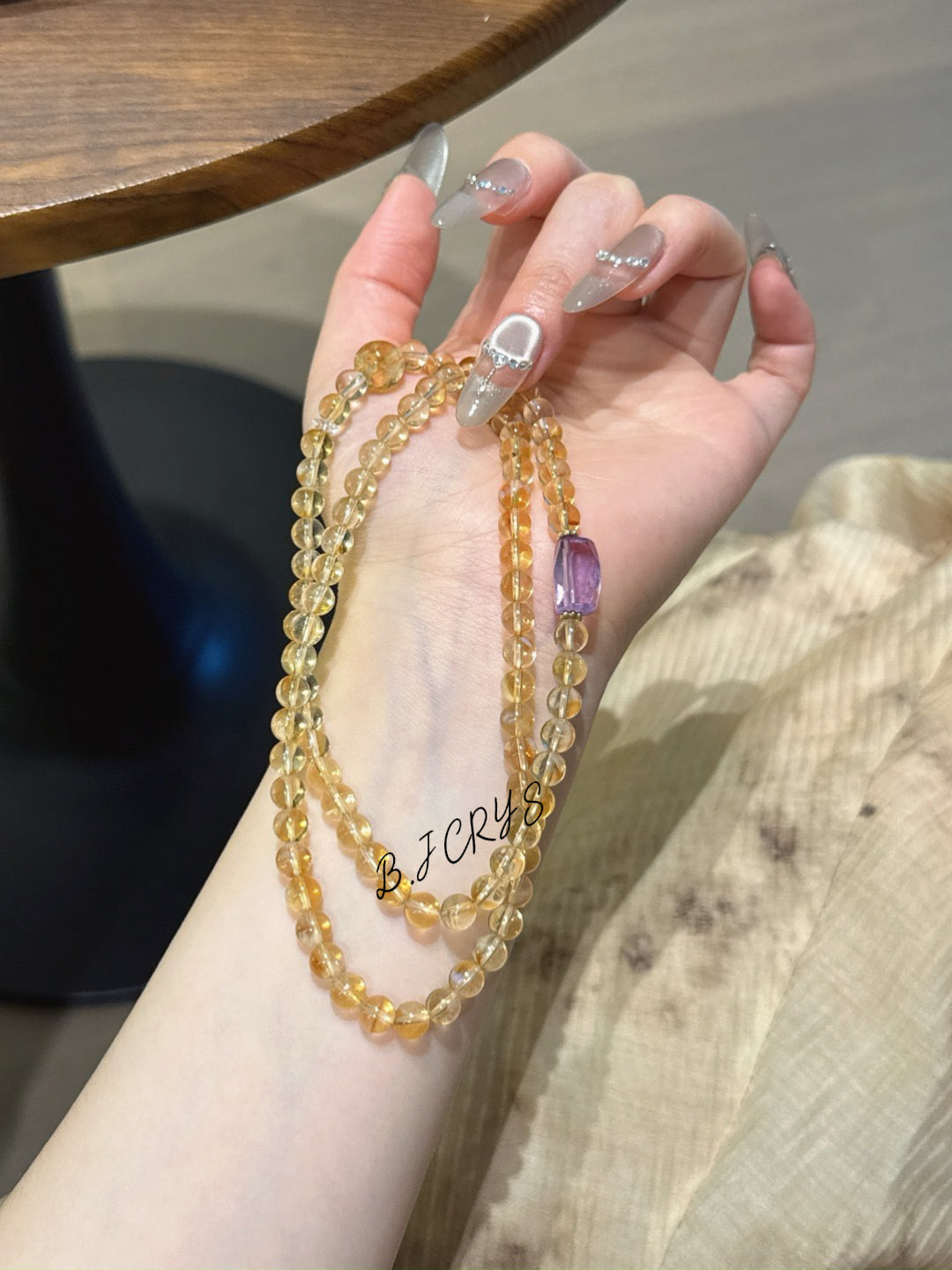 Yellow Phantom Quartz & Faceted Amethyst Bracelet