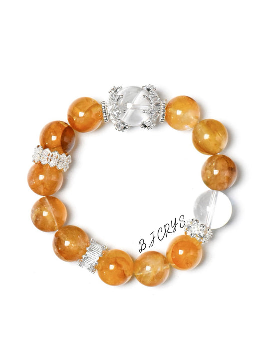 Yellow Flower Quartz & Clear Quartz Bracelet