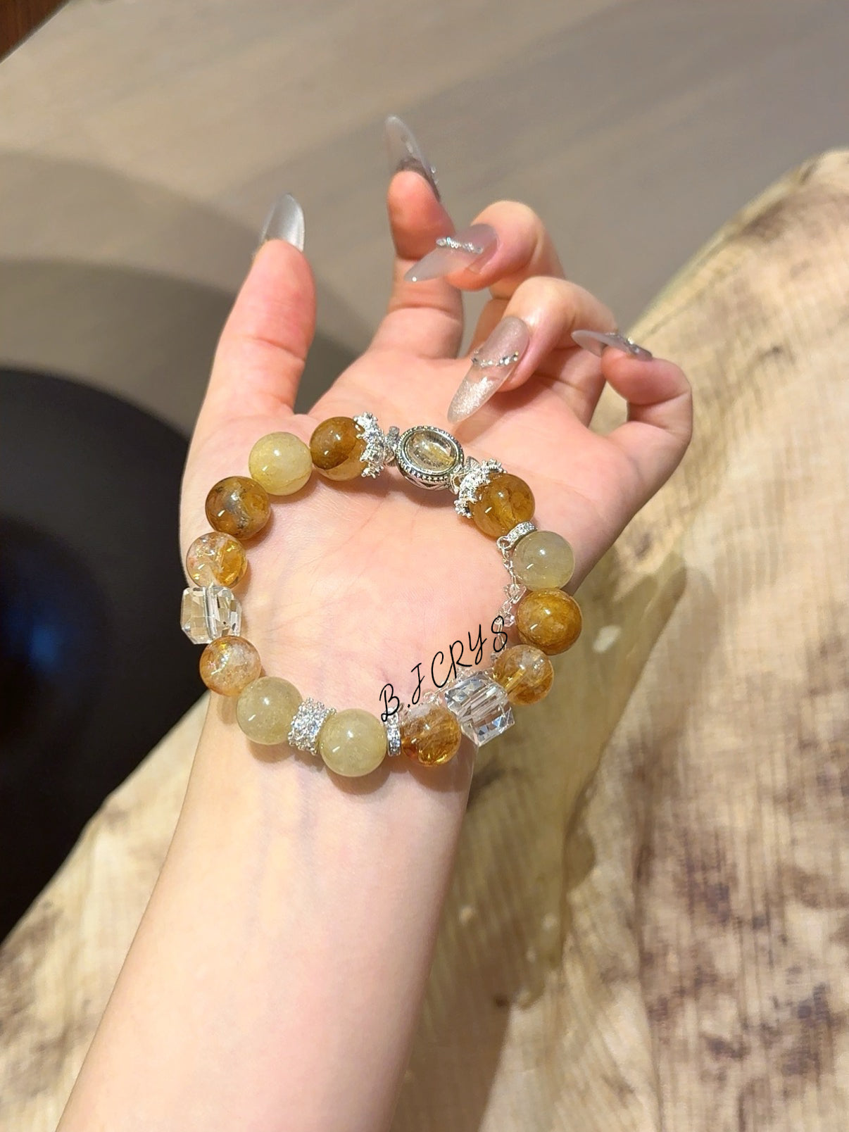 Yellow Flower Quartz, Golden Rutilated Quartz & Yellow Phantom Quartz Bracelet