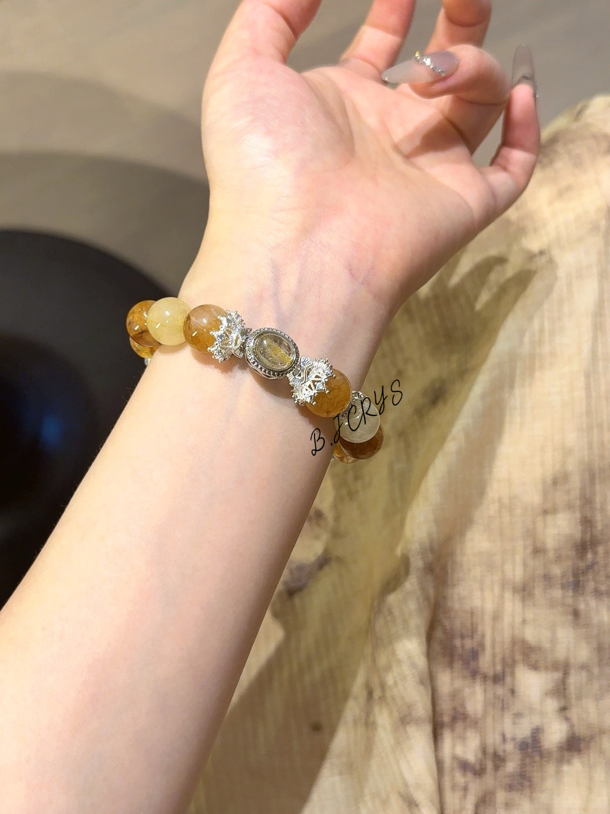 Yellow Flower Quartz, Golden Rutilated Quartz & Yellow Phantom Quartz Bracelet