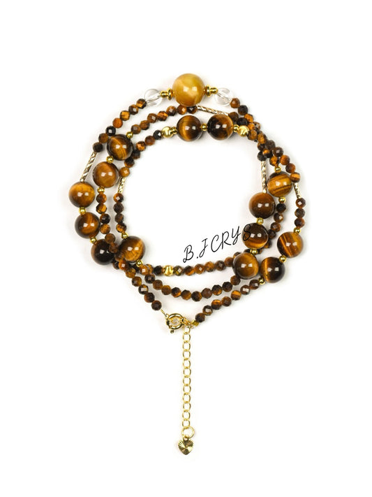 Faceted Tiger Eye Multi-Layer Bracelet