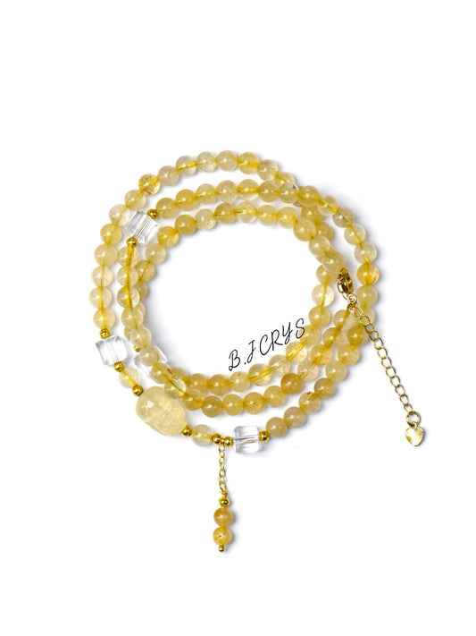 Golden Rutilated Quartz Multi-Layer Bracelet