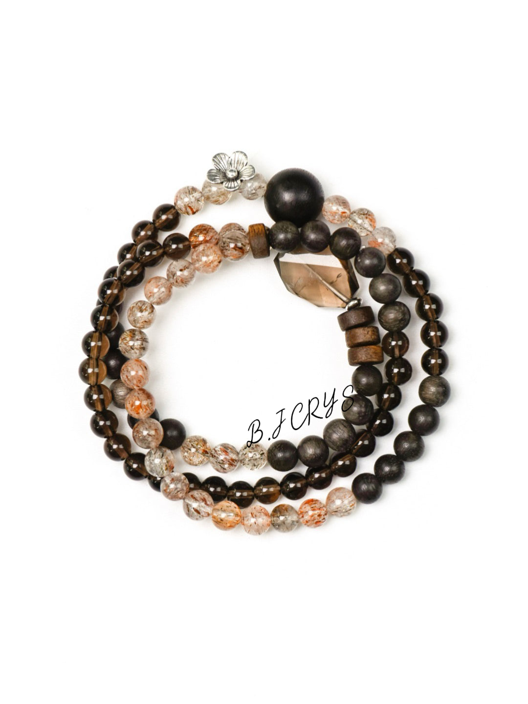 Smoky Quartz & Black Gold Super Seven Bracelet