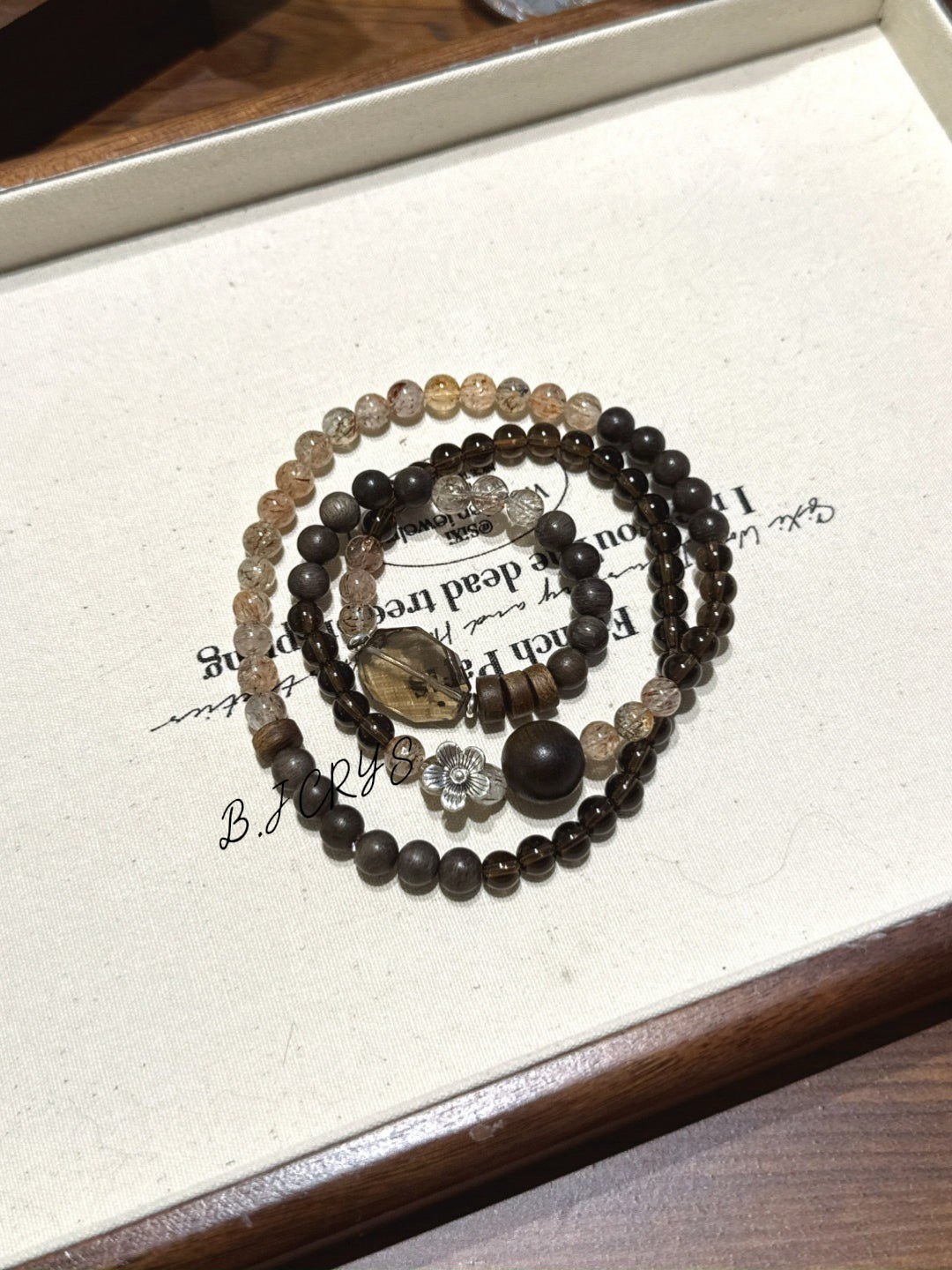 Smoky Quartz & Black Gold Super Seven Bracelet