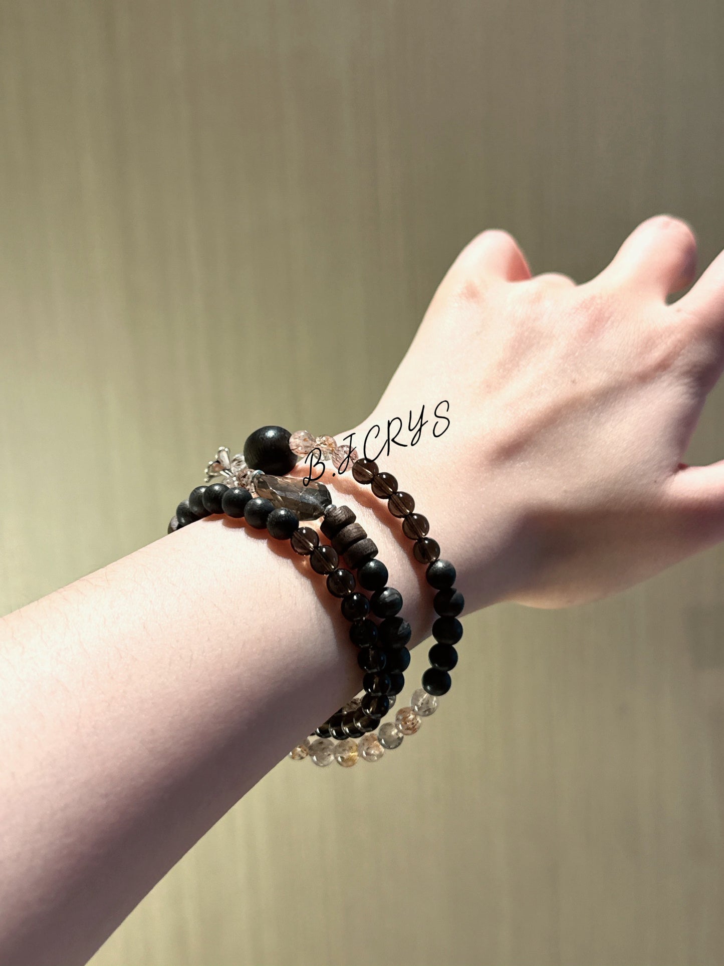 Smoky Quartz & Black Gold Super Seven Bracelet