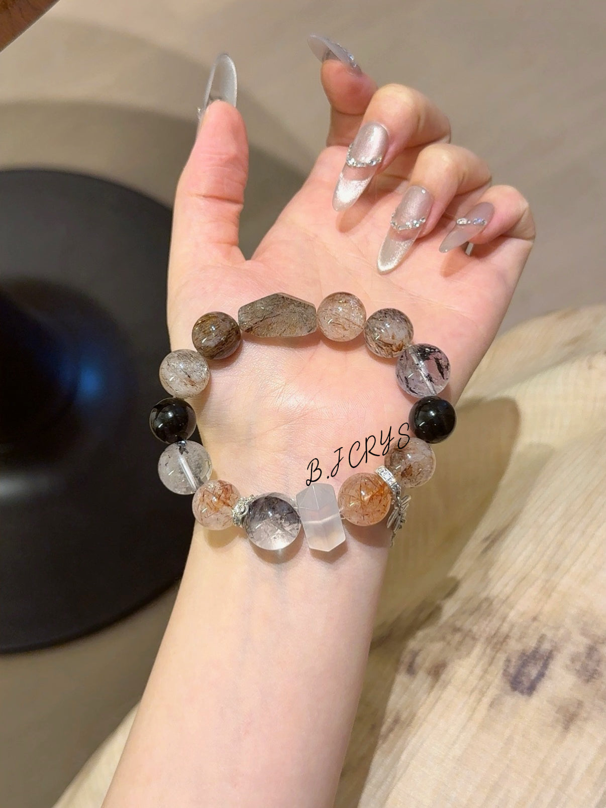 Black Gold Super Seven & Herkimer Diamond Bracelet