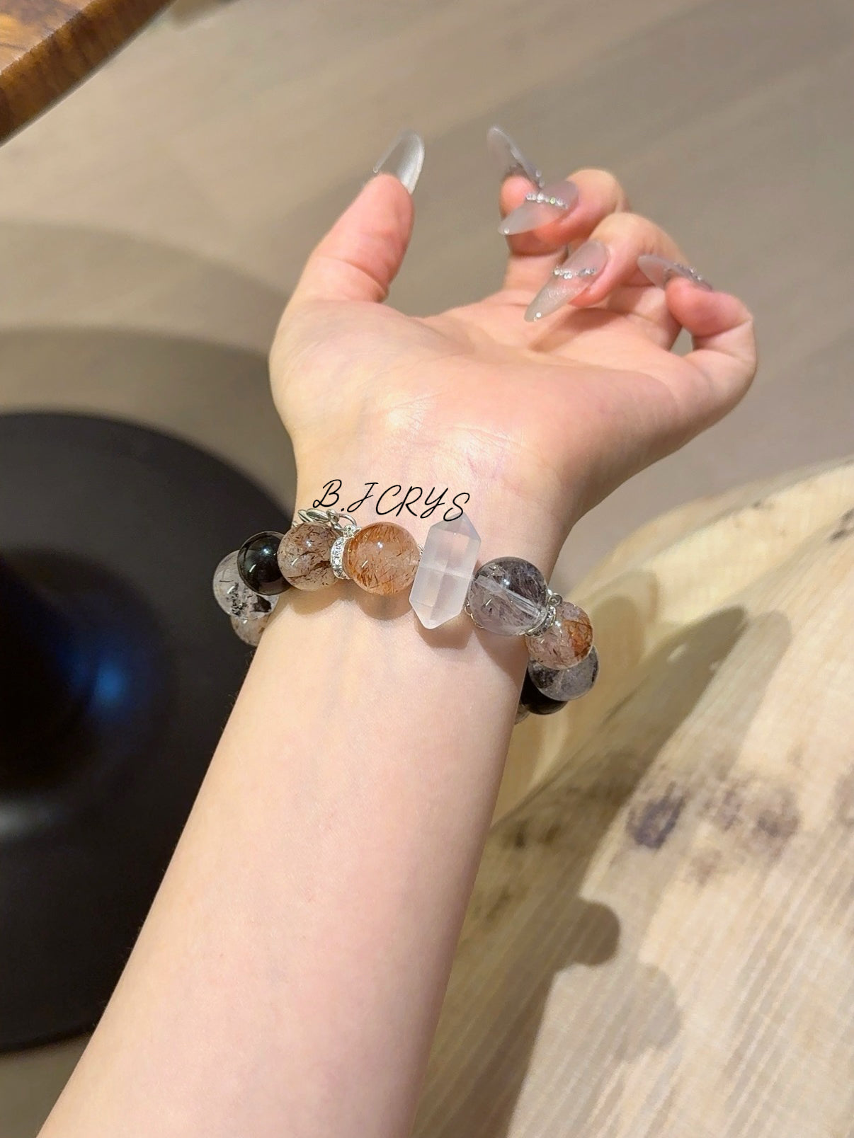 Black Gold Super Seven & Herkimer Diamond Bracelet