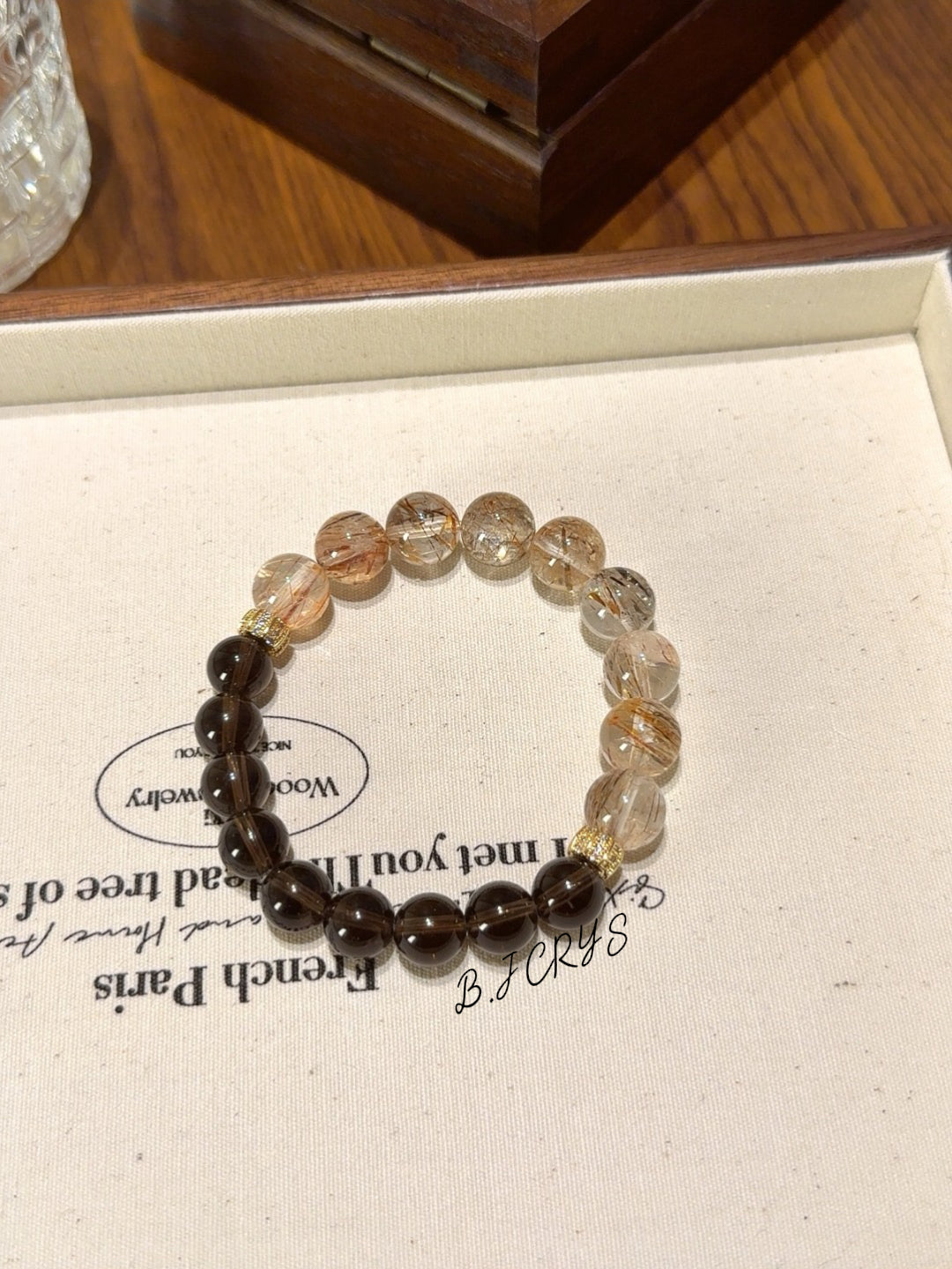 Smoky Quartz & Black Gold Super Seven Bracelet