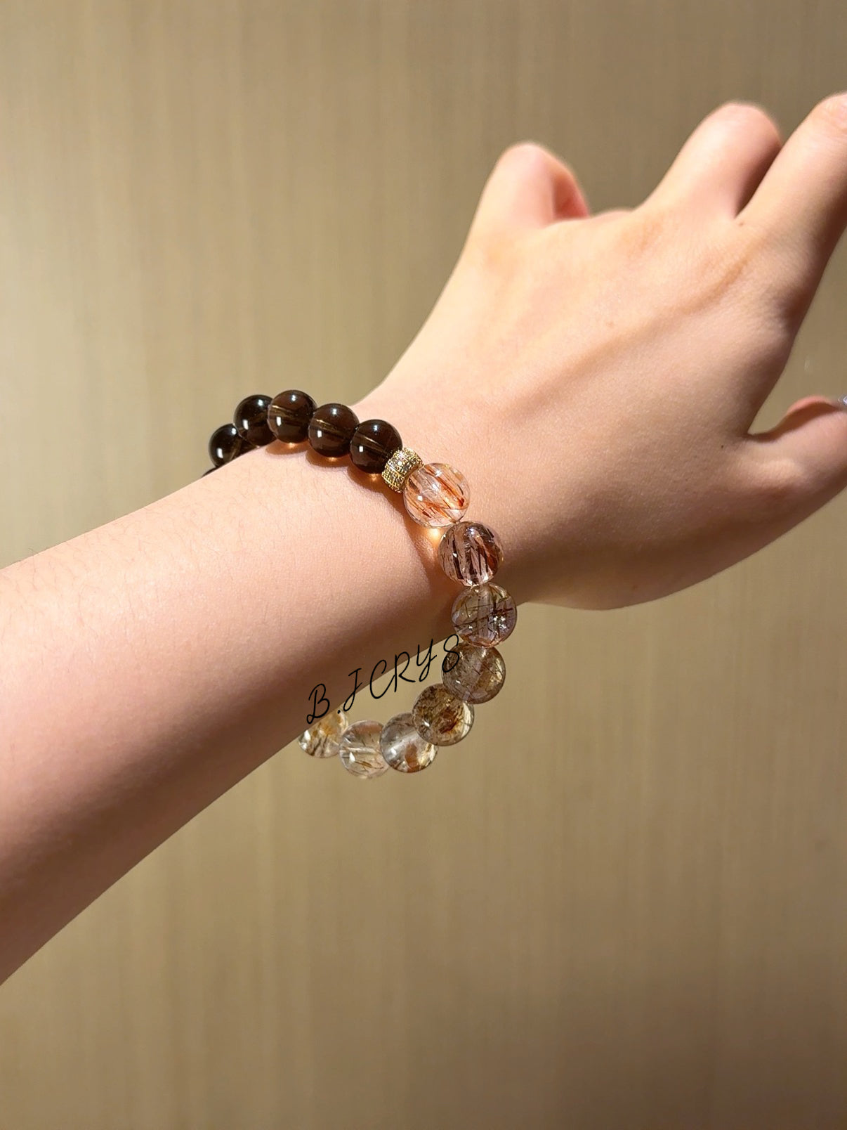 Smoky Quartz & Black Gold Super Seven Bracelet