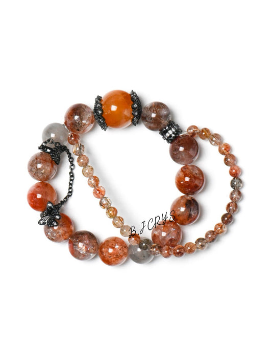 Black Gold Super Seven & Yellow Flower Quartz Double-Layer Bracelet