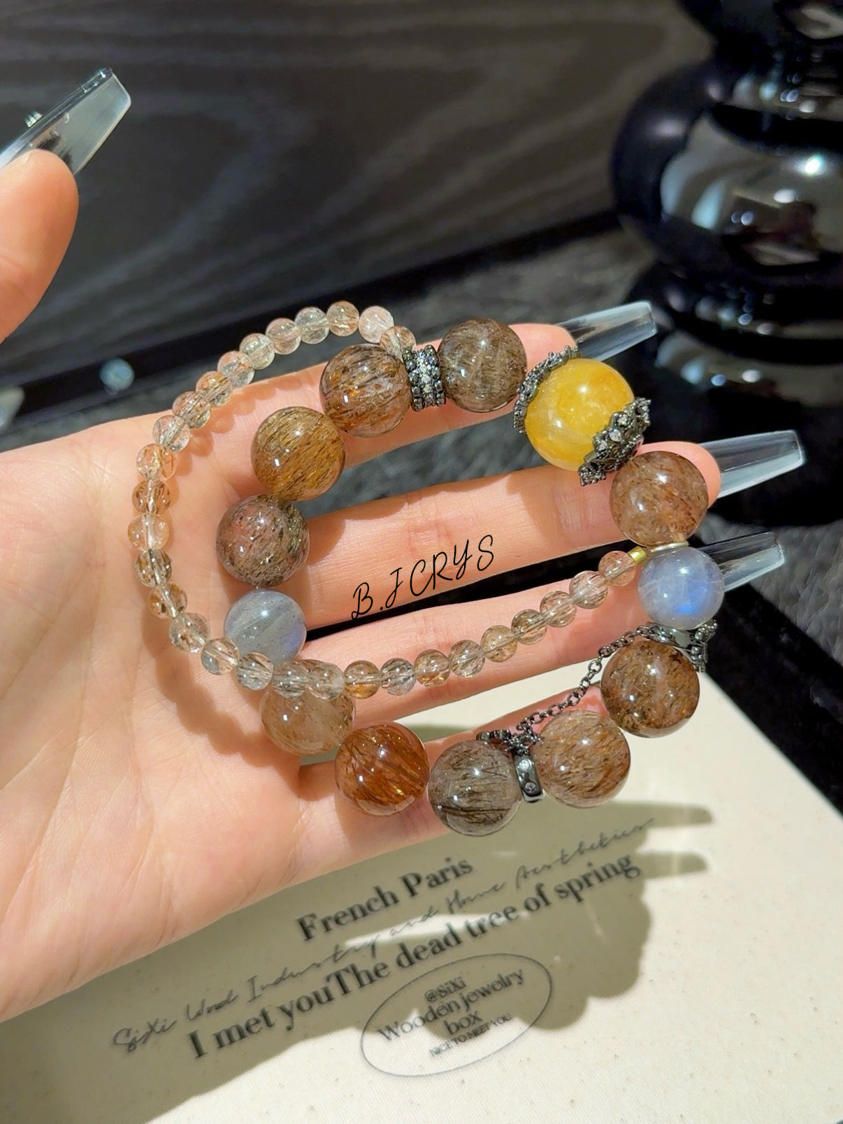 Black Gold Super Seven & Yellow Flower Quartz Double-Layer Bracelet