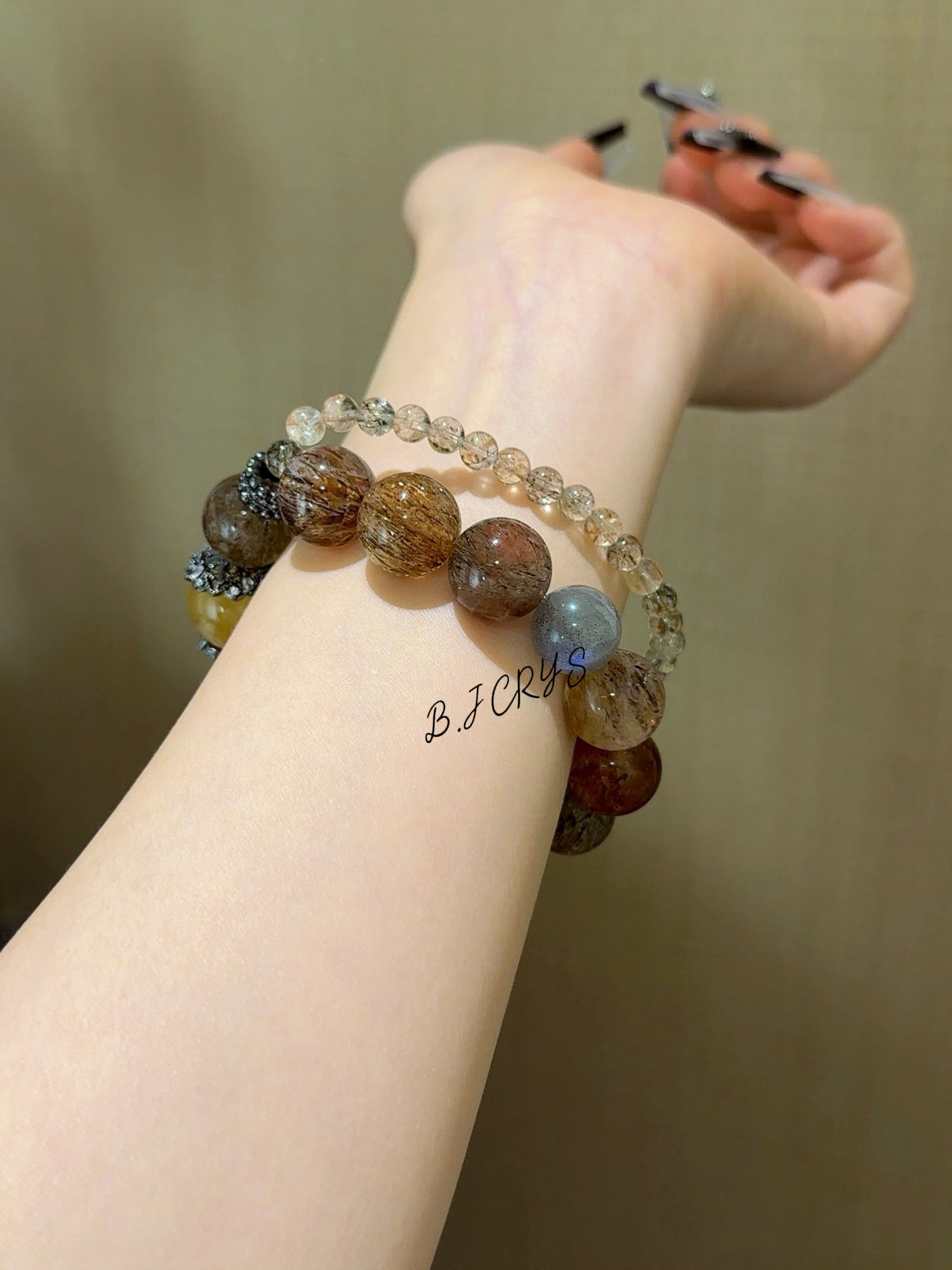 Black Gold Super Seven & Yellow Flower Quartz Double-Layer Bracelet