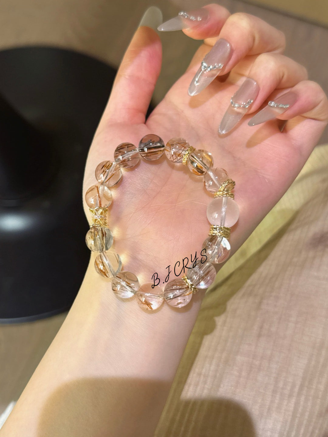 Black Gold Super Seven & Milky Quartz Bracelet